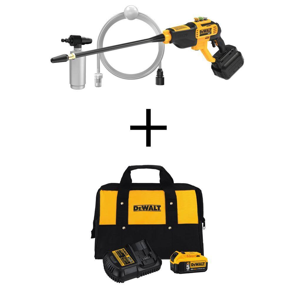 DCPW550BWB205CK 20V MAX 550 PSI 1.0 GPM Cold Water Cordless Power Cleaner with (1) 5Ah Battery, Charger   Tool Bag