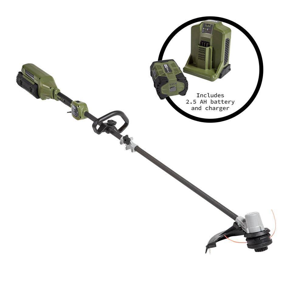 GMST6200-C 62V 16 in. Cordless Carbon Fiber Shaft String Trimmer Brushless motor and Auto-Wind spool with 2.5AH Battery and Charger