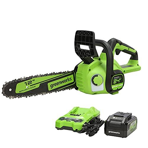 24V 12-inch Brushless Chainsaw with 4.0 Ah Battery and Charger, 2016602