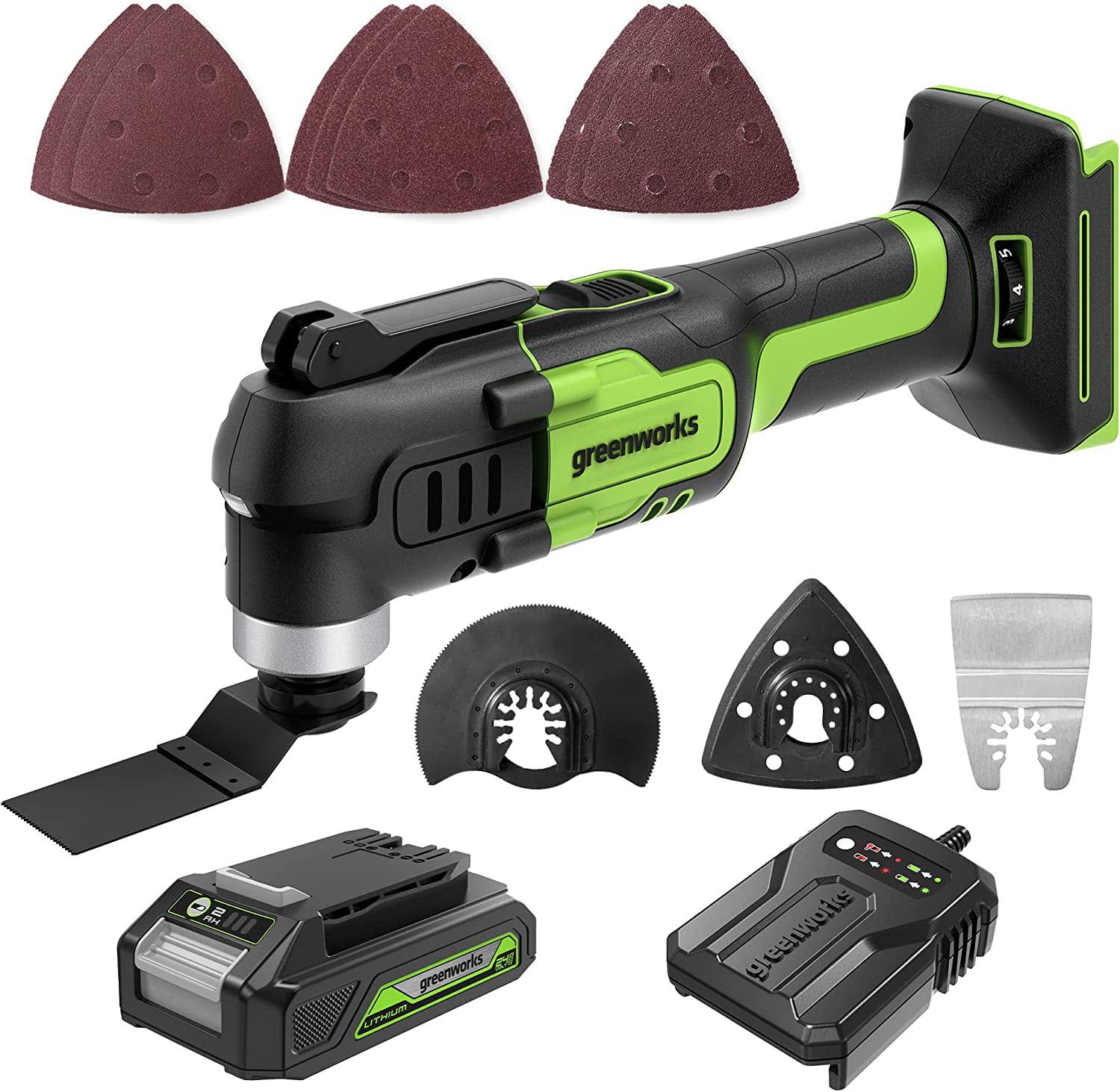 24V Cordless Multi-Tool, Oscillating Tool 18,000 OPM for Cutting/Nailing/Scraping/Sanding with 6 Variable Speed Control, 2.0Ah Battery and Charger