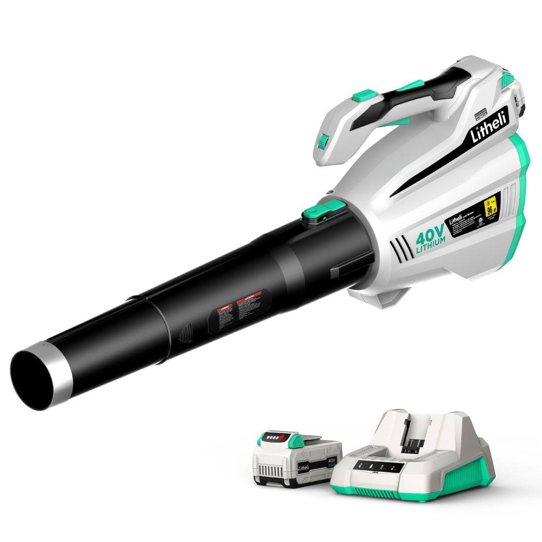 40V Cordless Leaf Blower, Dual-Tube with Brushless Motor For Blowing Leaf + 2.0Ah Battery   Charger