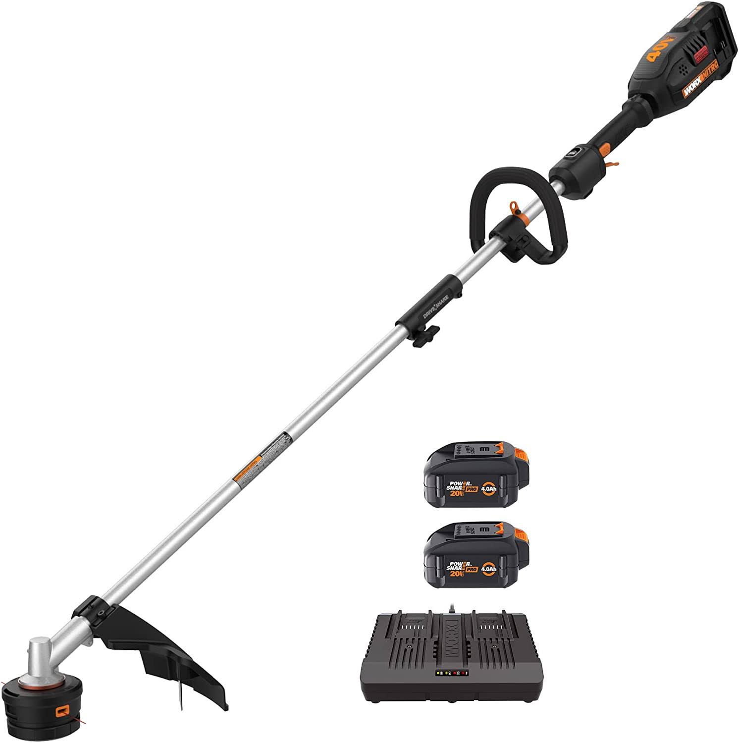 WG186 40V Power Share PRO Attachment-Capable Driveshare 15  Cordless String Trimmer (Batteries   Charger Included)
