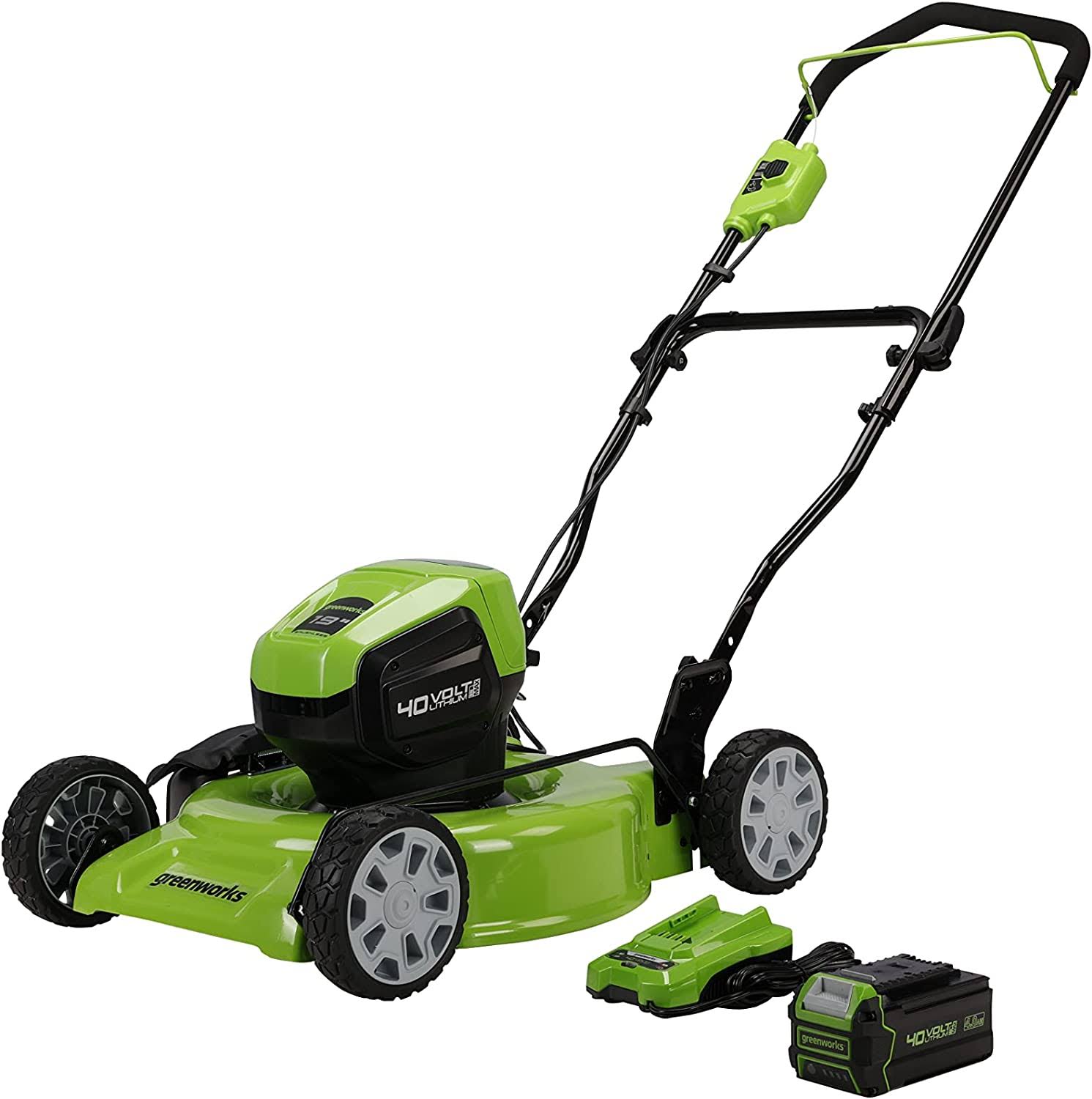 40V 19  Brushless (2-In-1) Lawn Mower, 4Ah USB (Power Bank) Battery and Charger Included MO40L414