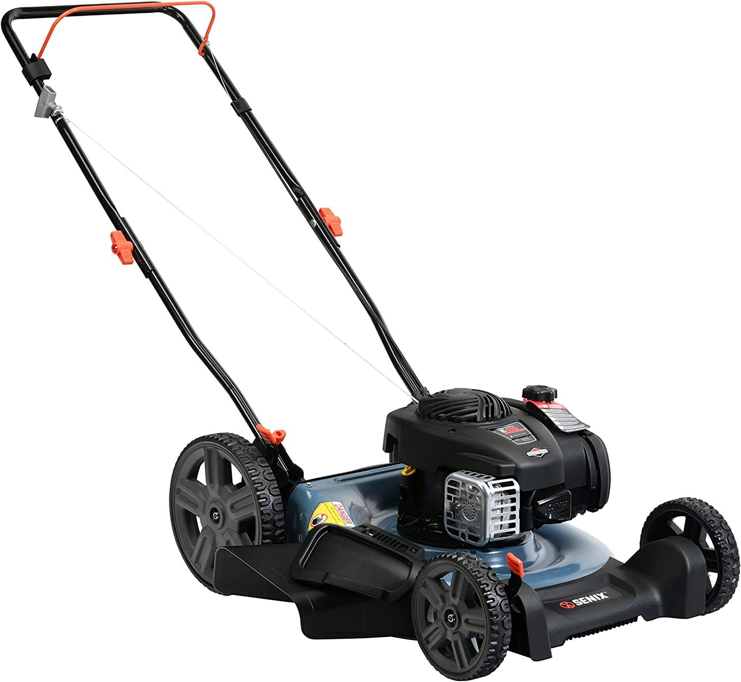 Gas Lawn Mower, 21-Inch, 140 cc 4-Cycle Briggs   Stratton Engine, 2-in-1 Push Lawnmower, 6-Position Height Adjustment with 11-Inch Rear Wheels, LSPG-M6, Blue