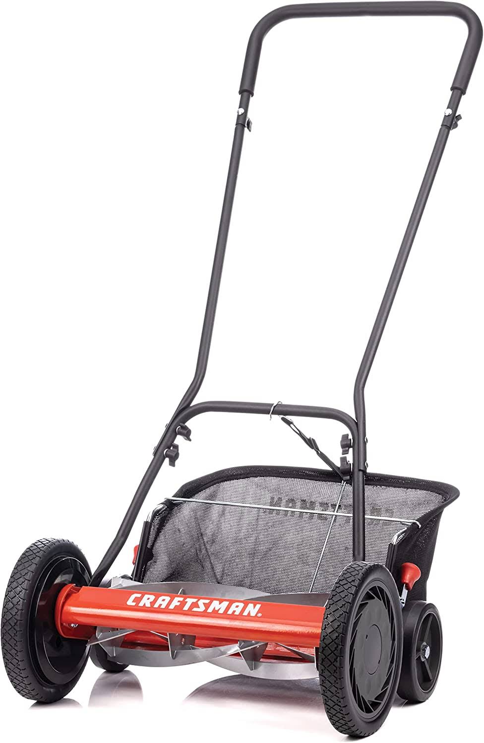 1816-16CR 16-Inch 5-Blade Push Reel Lawn Mower with Grass Catcher, Red
