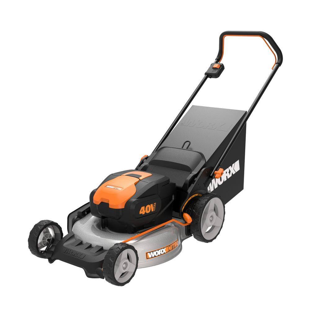 WG751.3 Power Share  40V Cordless 20in. 4Ah Push Mower w/Mulching /Side Discharge, Brushless (Batteries   Charger Included)