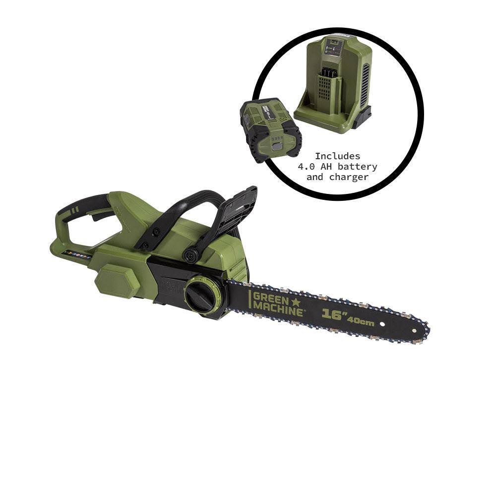 GMCS6200 62V Brushless 16 in. Battery Chainsaw Auto-tensioning system, easy trigger start with 4 Ah Battery and Charger