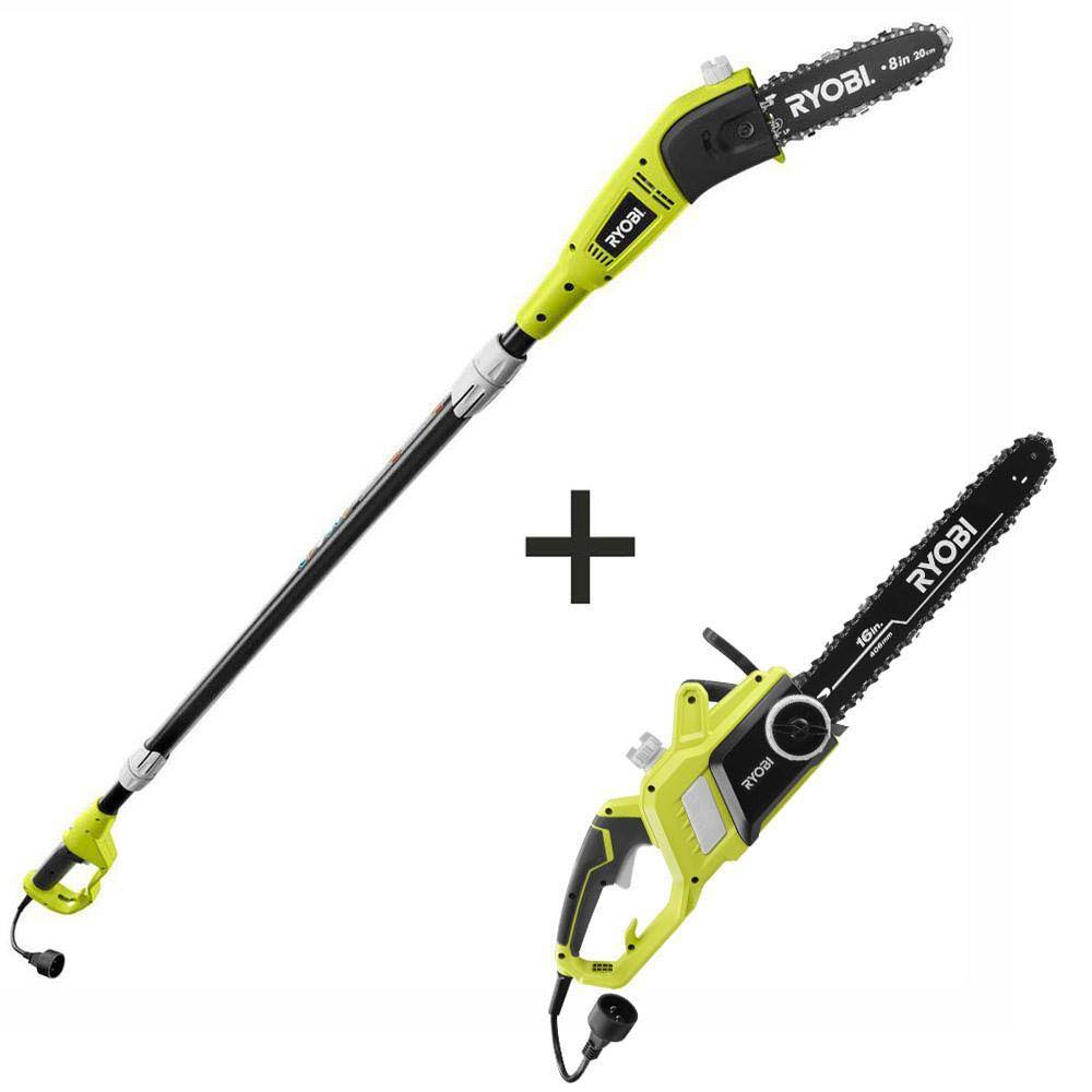 RY43155-PS 16 in. 13 Amp Electric Chainsaw and 6 Amp Pole Saw