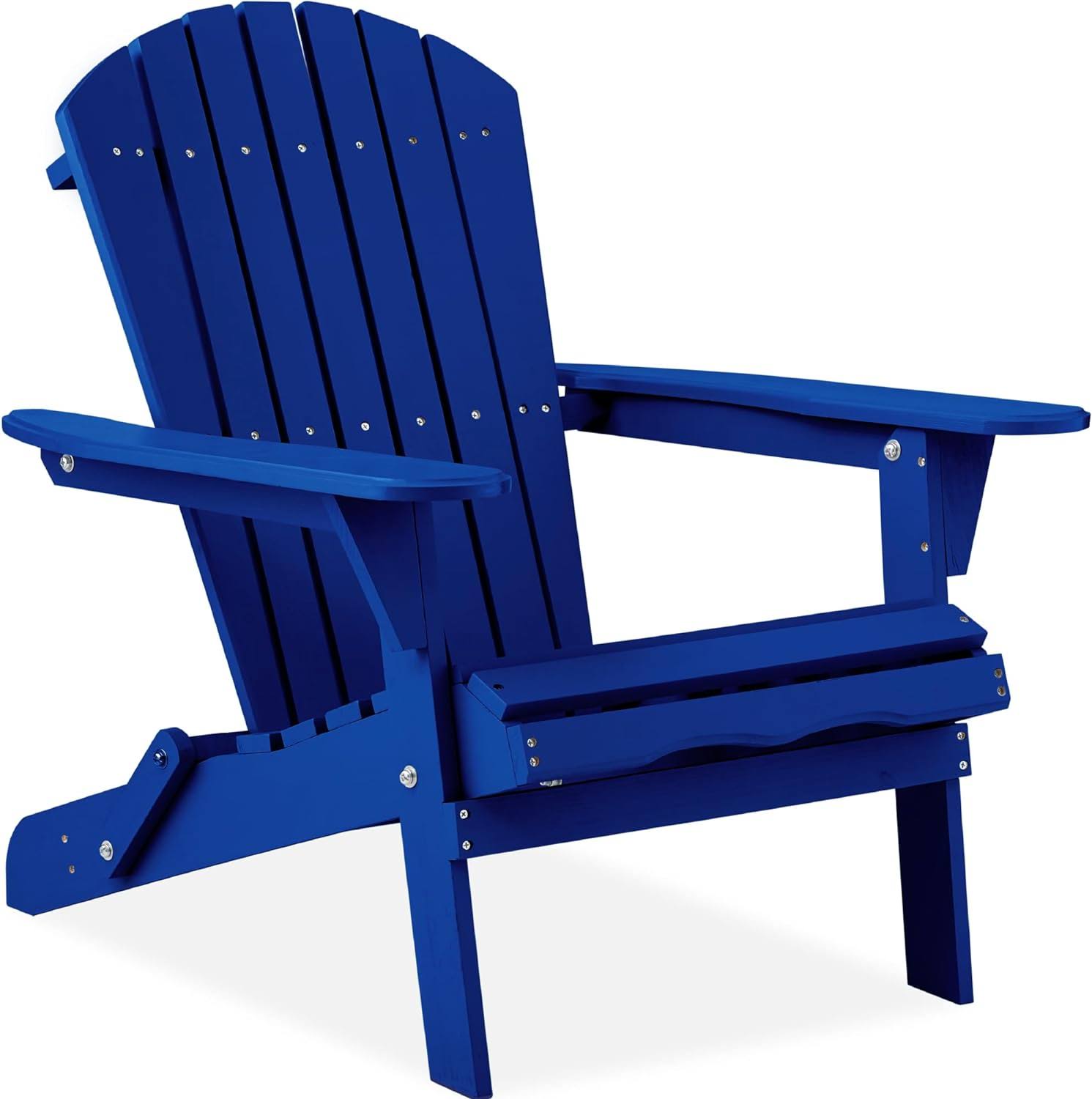 Products Folding Adirondack Chair Outdoor Wooden Fire Pit Lounge Chairs for Yard, Garden, Patio w/ 350lb Weight Capacity   Blue