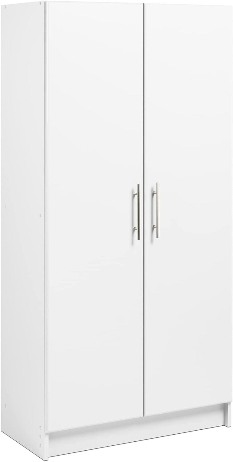 Elite Functional Tall Shop Cabinet with Adjustable Shelves, Simplistic Freestanding 2-Door Garage Cabinet 16  D x 32  W x 65  H, White, WES-3264