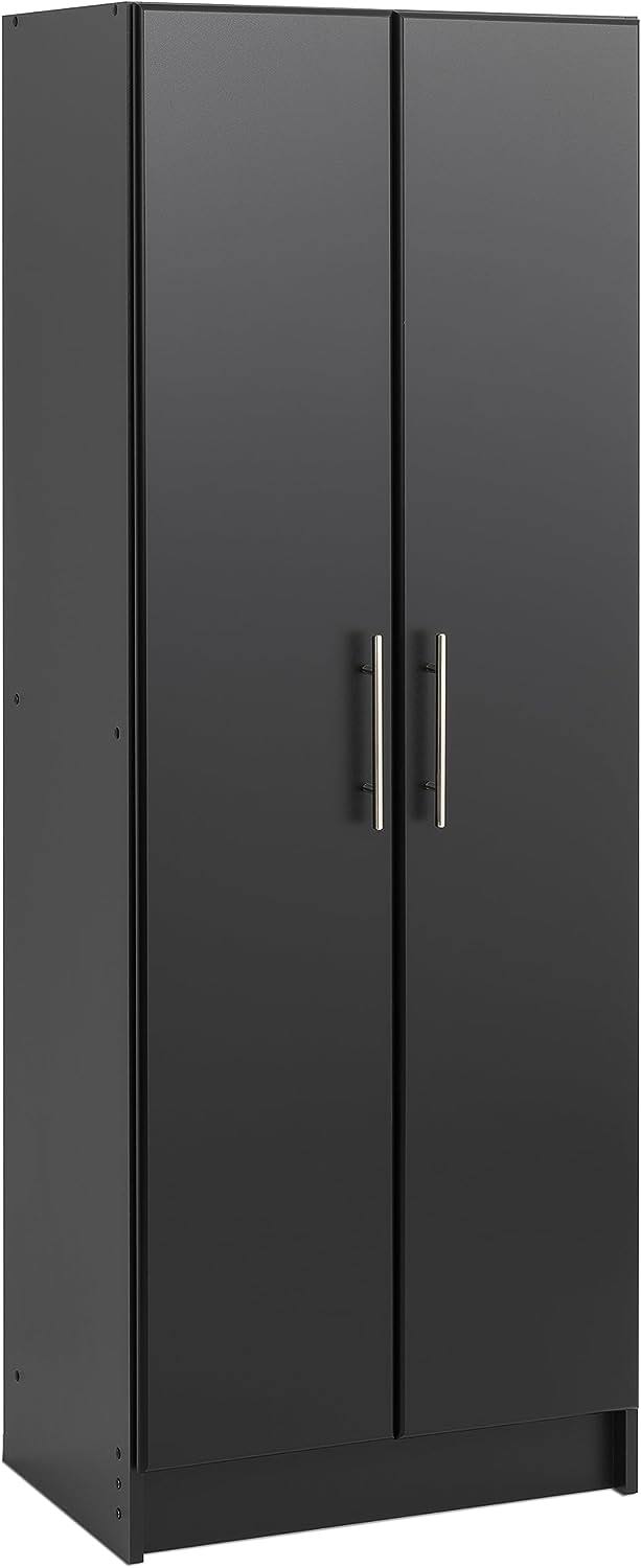Elite Deep Storage Cabinet with Fixed and Adjustable Shelves, and More, 24  W x 65  H x 16  D, Black