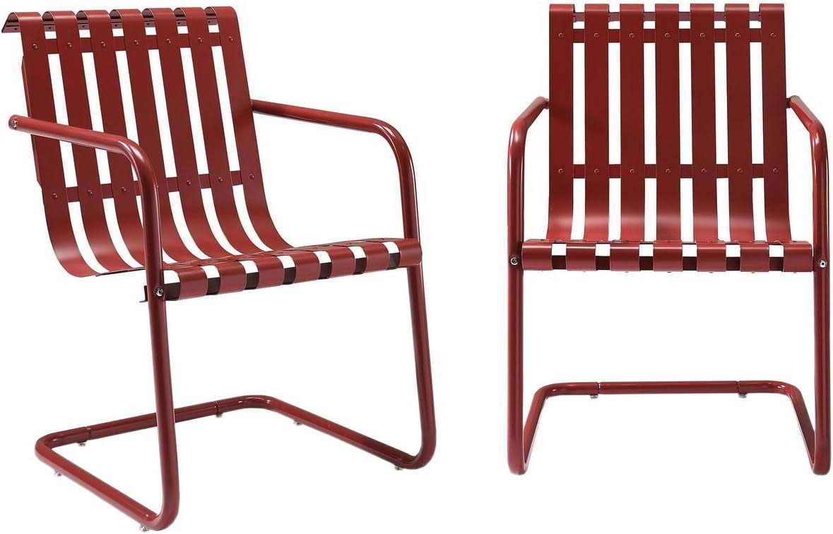 Furniture Gracie Retro Metal Outdoor Spring Chair   Coral Red (Set of 2)