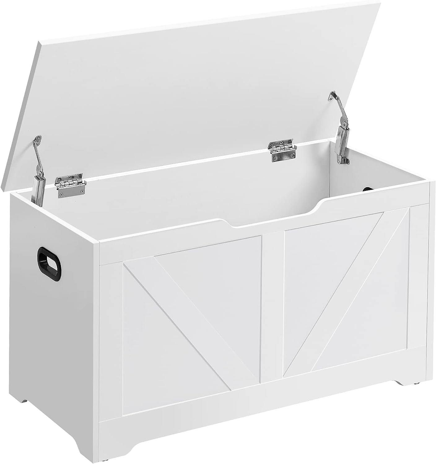 Storage Chest, Storage Trunk with 2 Safety Hinges, Storage Bench, Shoe Bench, Barn Style, 15.7 x 31.5 x 18.1 Inches, for Entryway, Bedroom, Living Room, White ULSB062T14