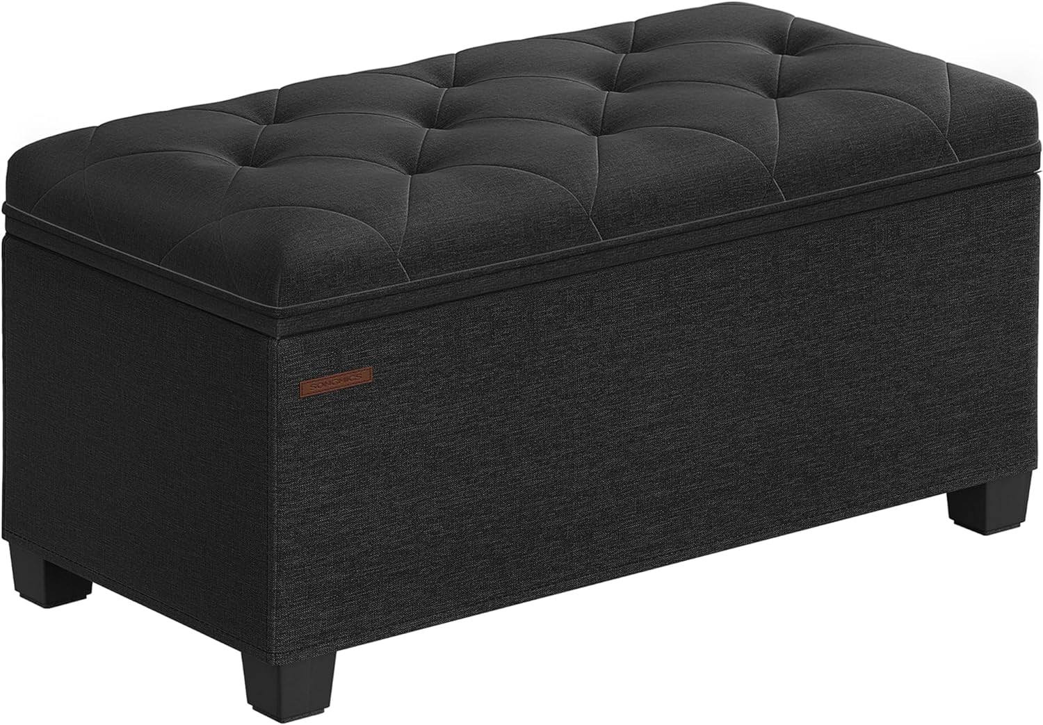 Storage Ottoman Bench, Bench with Storage, for Entryway, Bedroom, Living Room, Black ULSF068B01