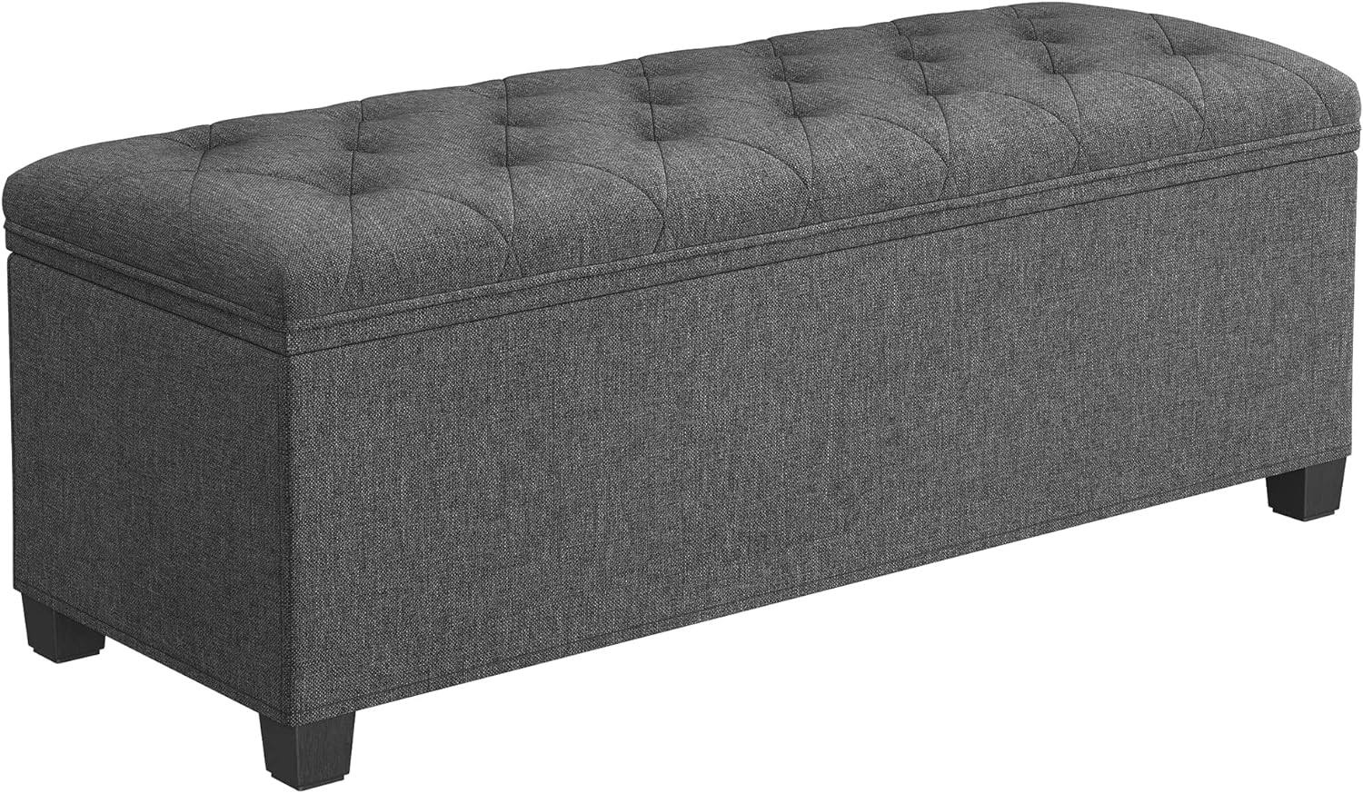 Storage Ottoman Bench, Bench with Storage, for Entryway, Bedroom, Living Room, Dark Gray ULSF088G01