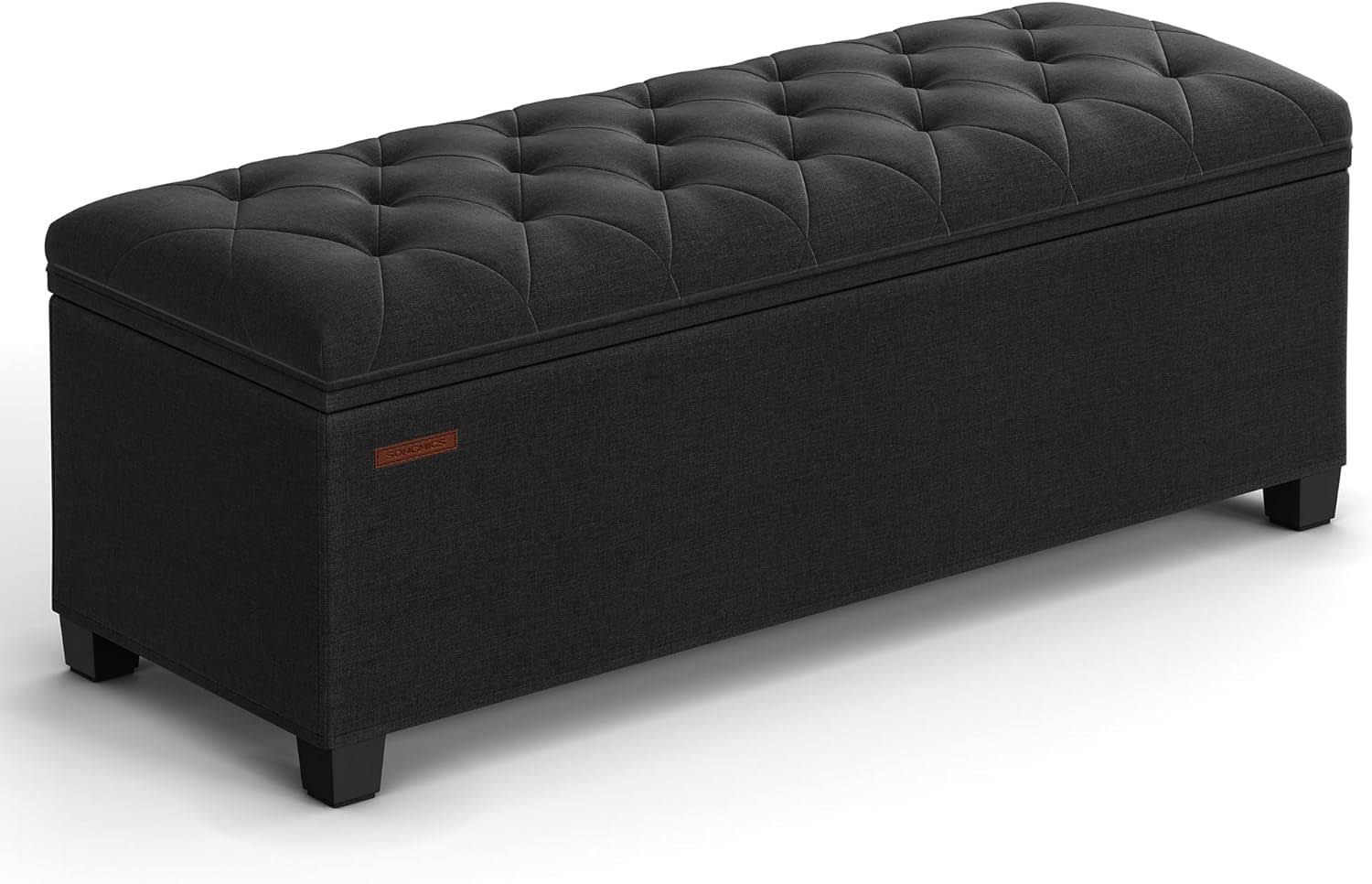 Storage Ottoman Bench, Bench with Storage, for Entryway, Bedroom, Living Room, Black ULSF088B01