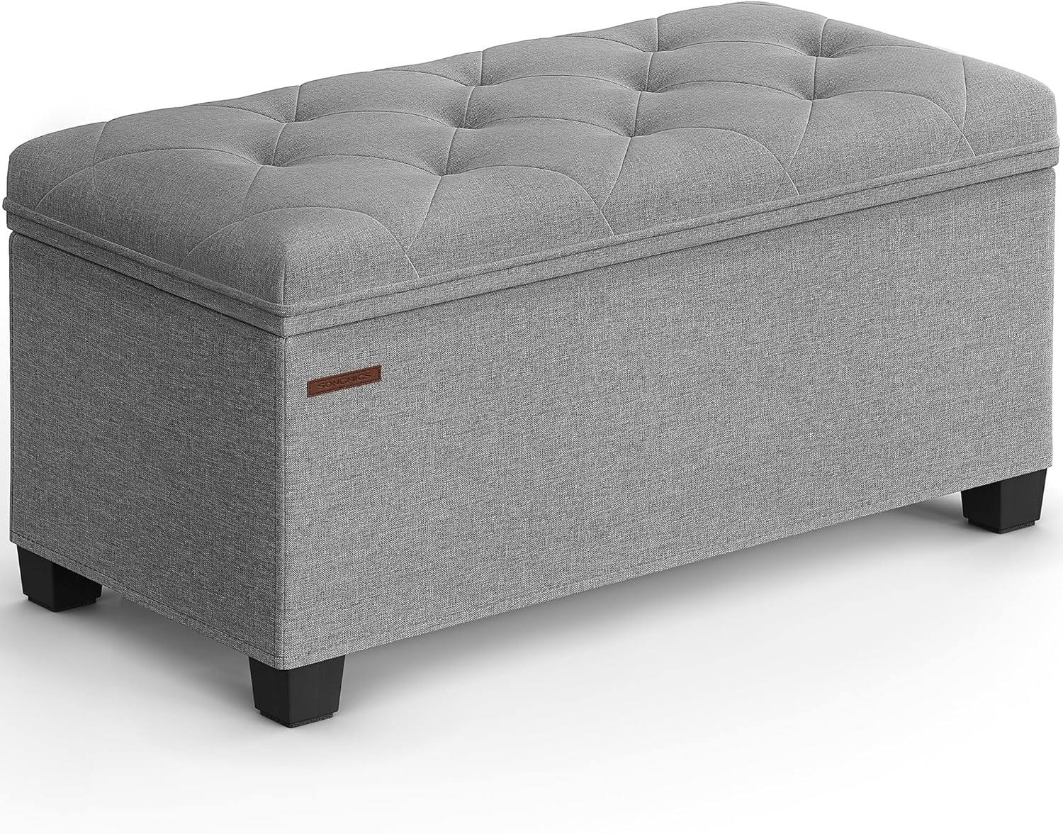Storage Ottoman Bench, Bench with Storage, for Entryway, Bedroom, Living Room, Light Gray ULSF068G02