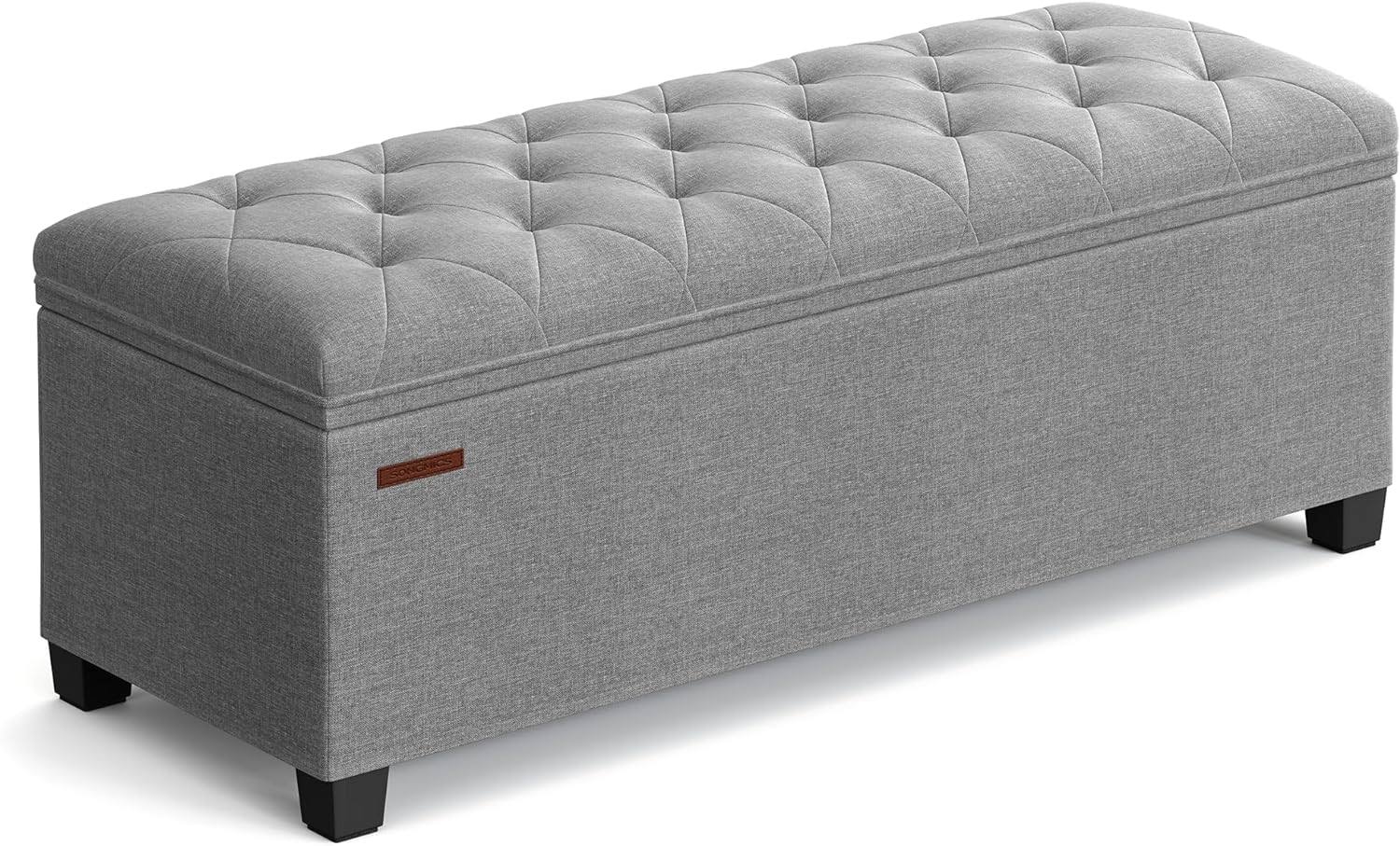 Storage Ottoman Bench, Bench with Storage, for Entryway, Bedroom, Living Room, Light Gray ULSF088G02