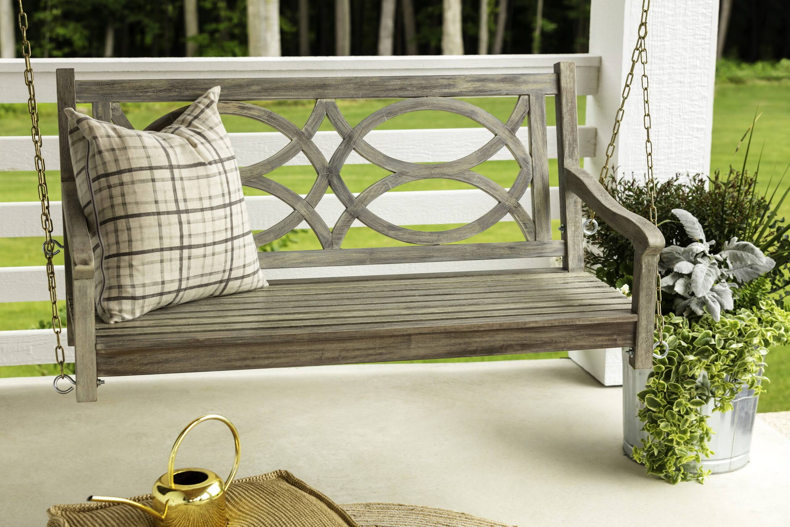 Barrington Home 4  Decorative Porch Swing in Gray Wire Finish with Chains