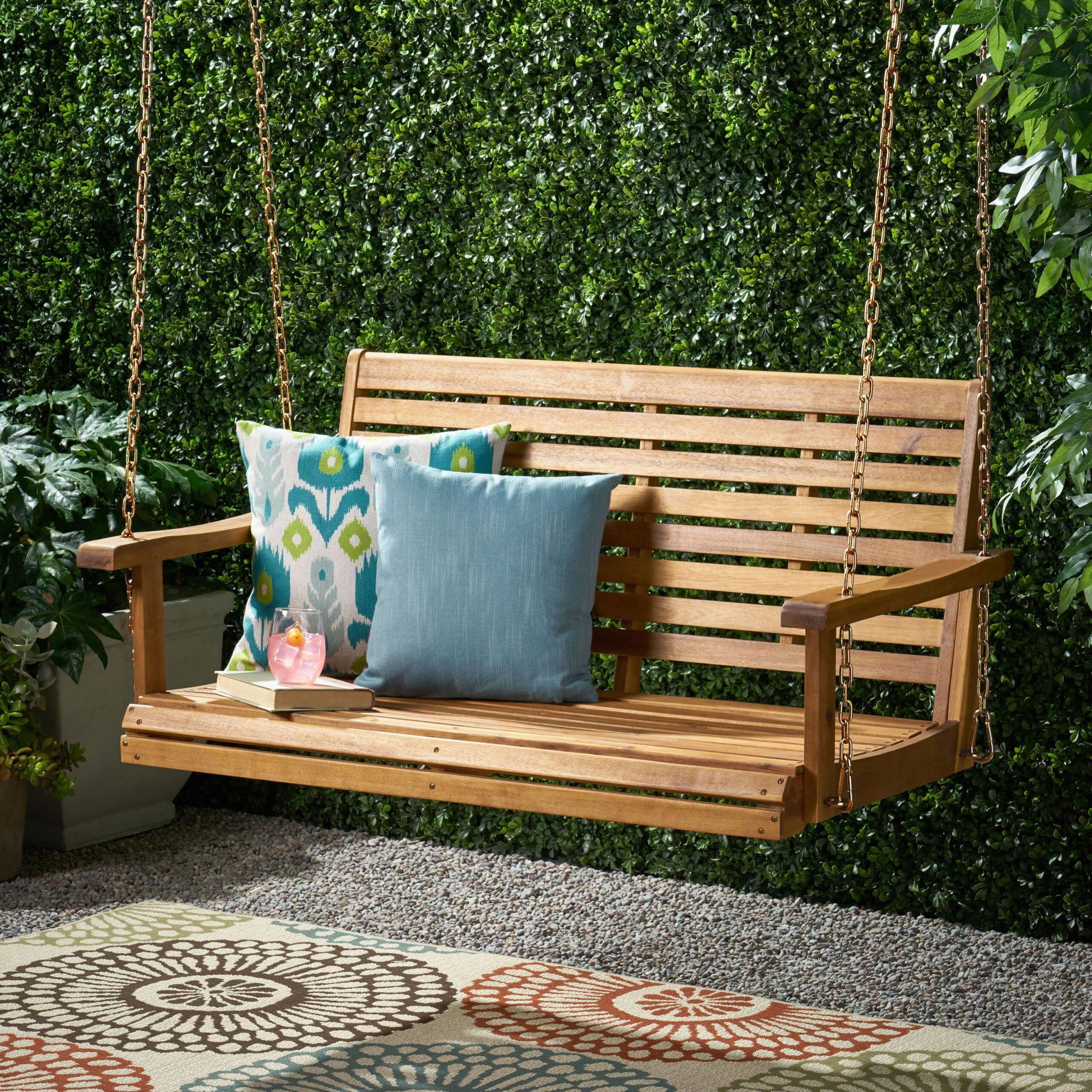 Ace 2 Person Acacia Wood Porch Swing   Teak