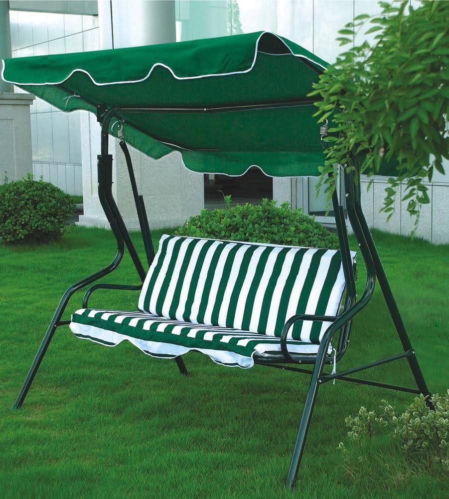 SUGIFT 3-Seat Patio Outdoor Porch Swing Glider Chair with Canopy, Green