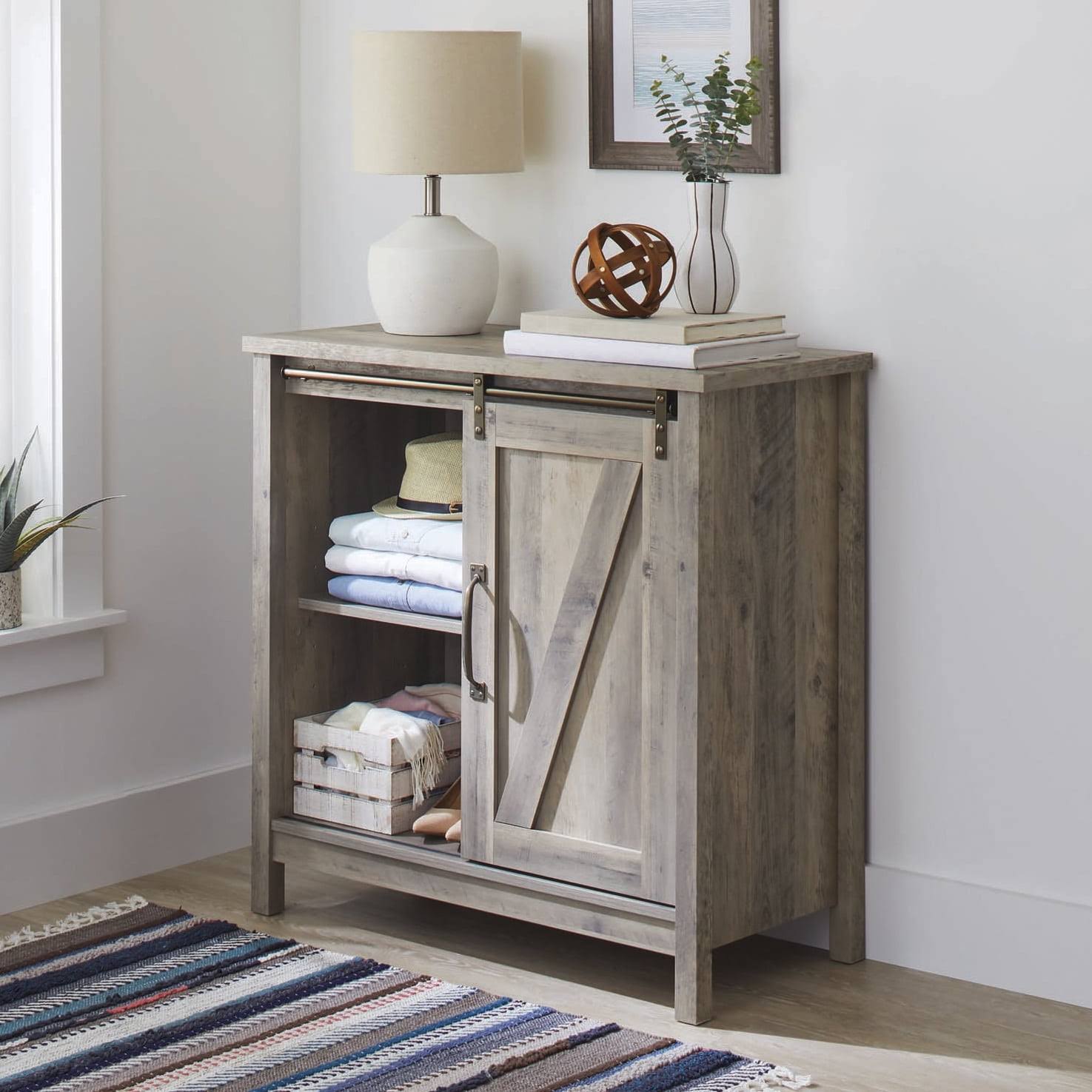 Gardens Modern Farmhouse Accent Storage Cabinet, Rustic Gray Finish