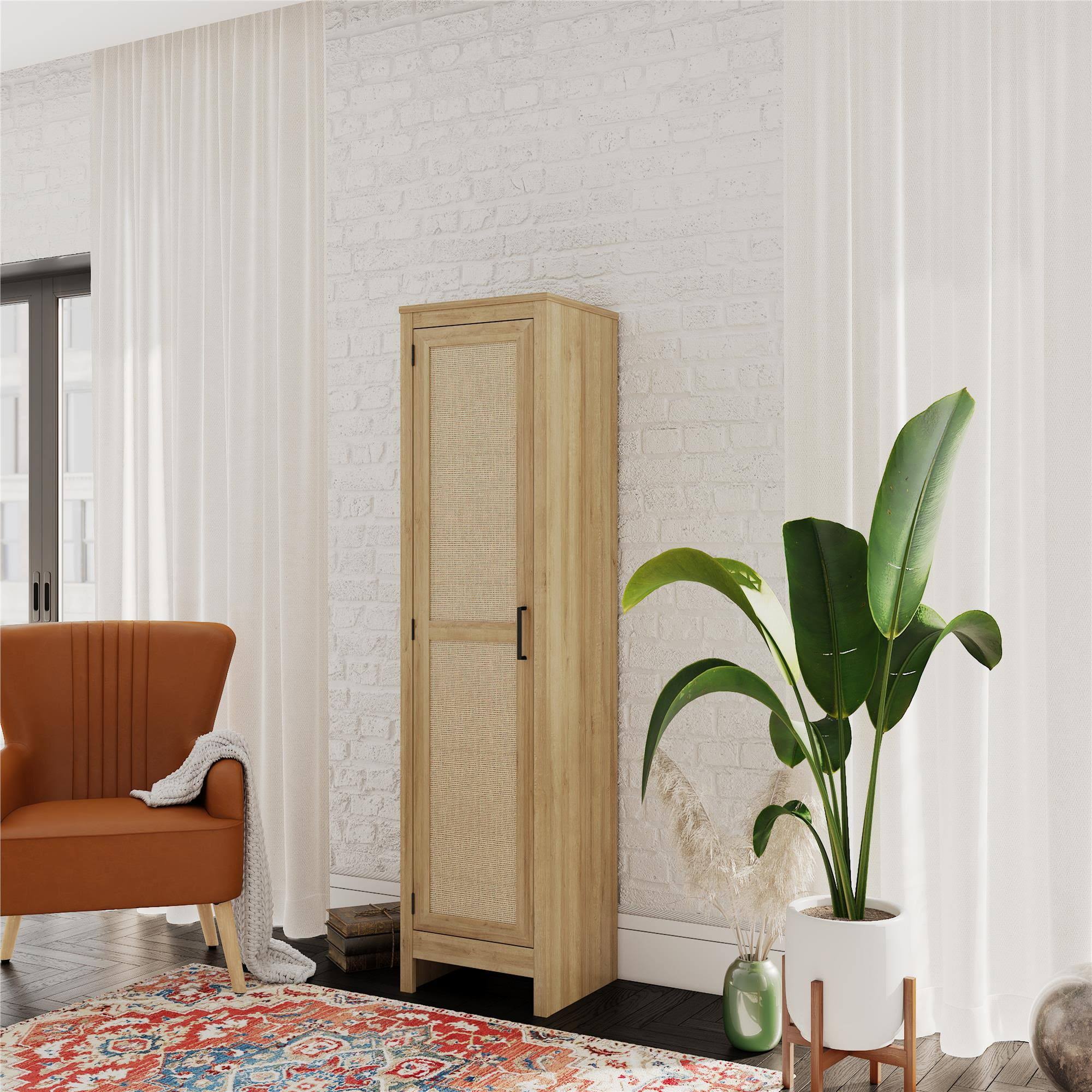 Eye Wimberly Tall 1 Door Cabinet, Natural with Faux Rattan