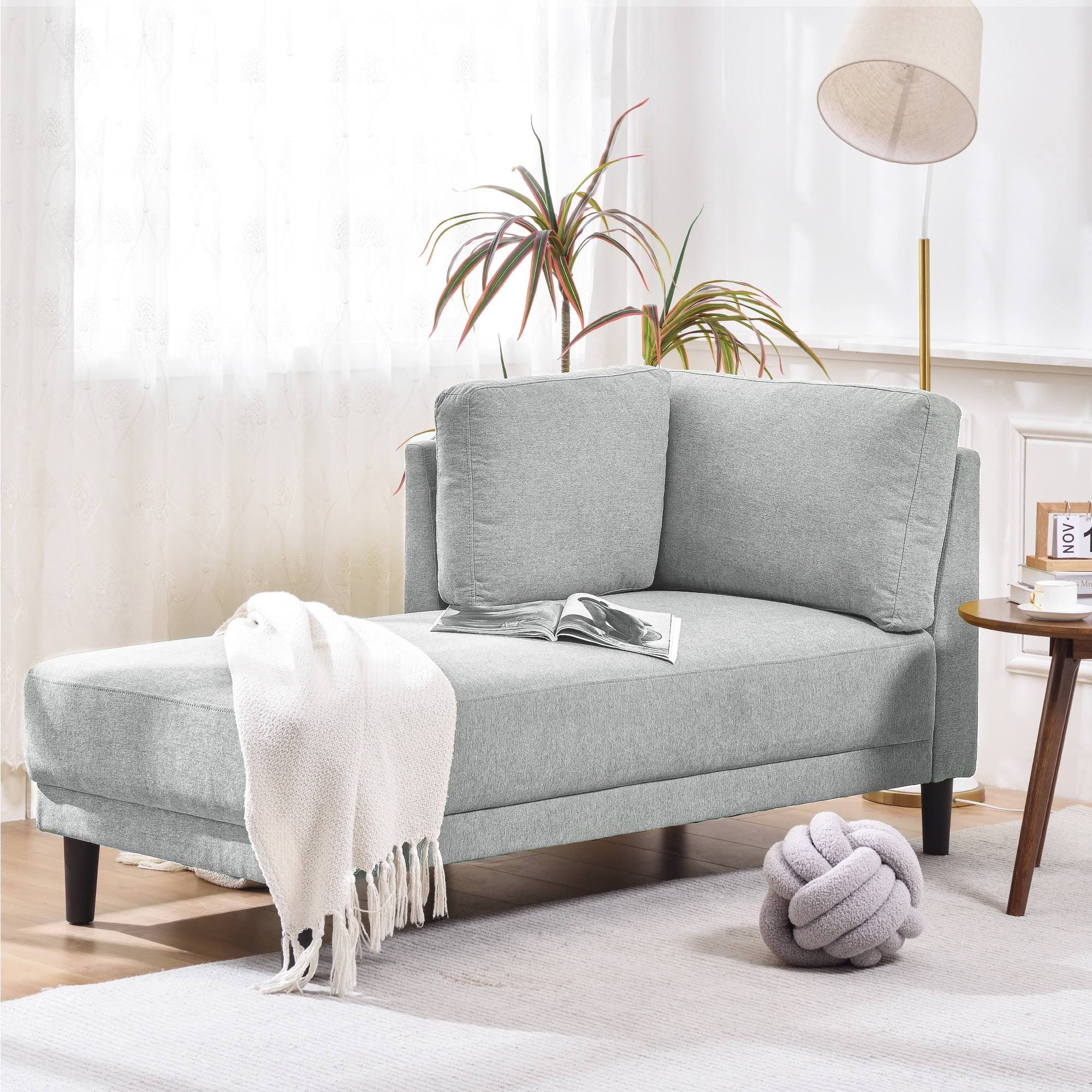 Euroco Modern Fabric Corner Lounge Chair 65 , Upholstered Chaise Lounge for Living Room, Bedroom, Office, Apartment, Gray