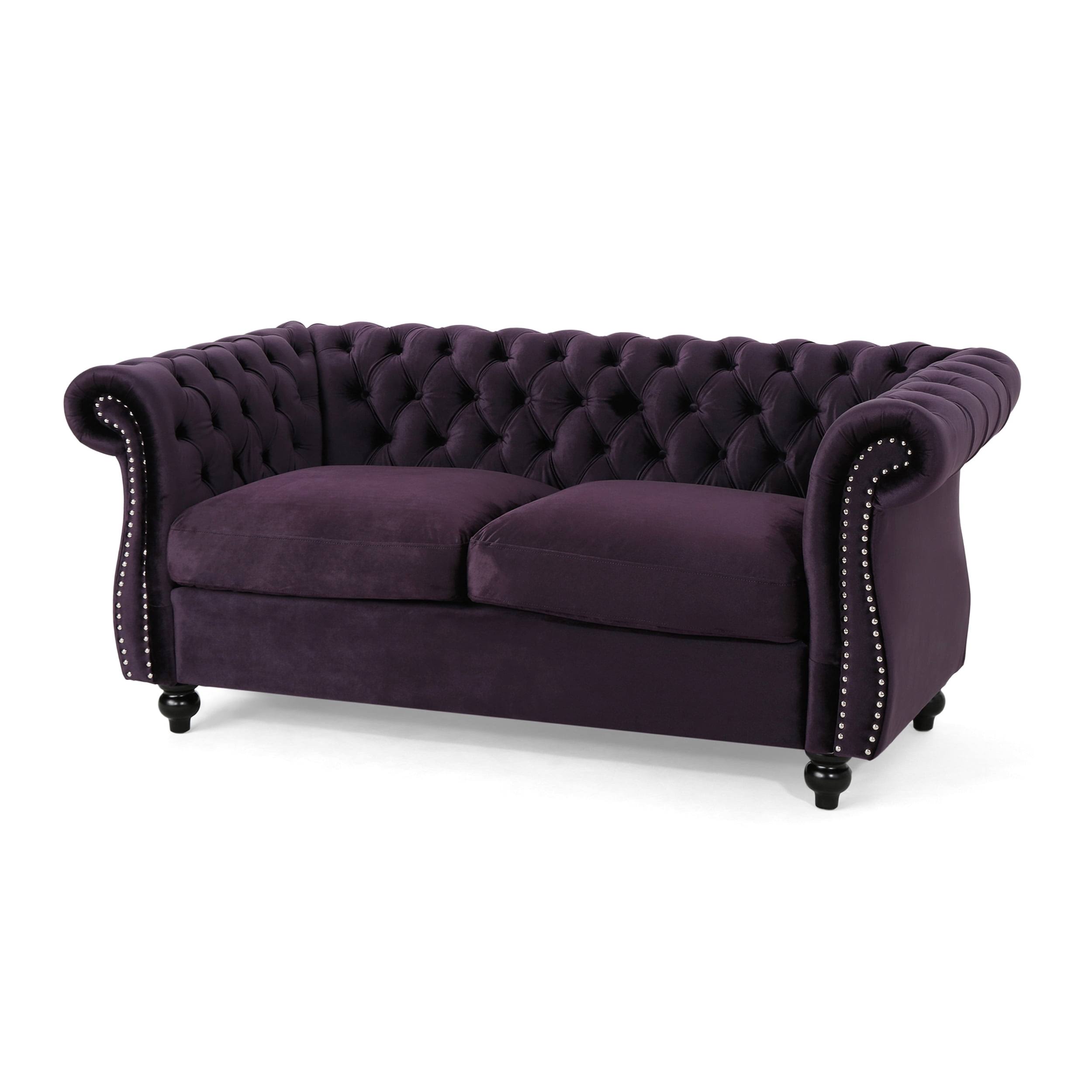 Dior Fabric Tufted Loveseat, Blackberry