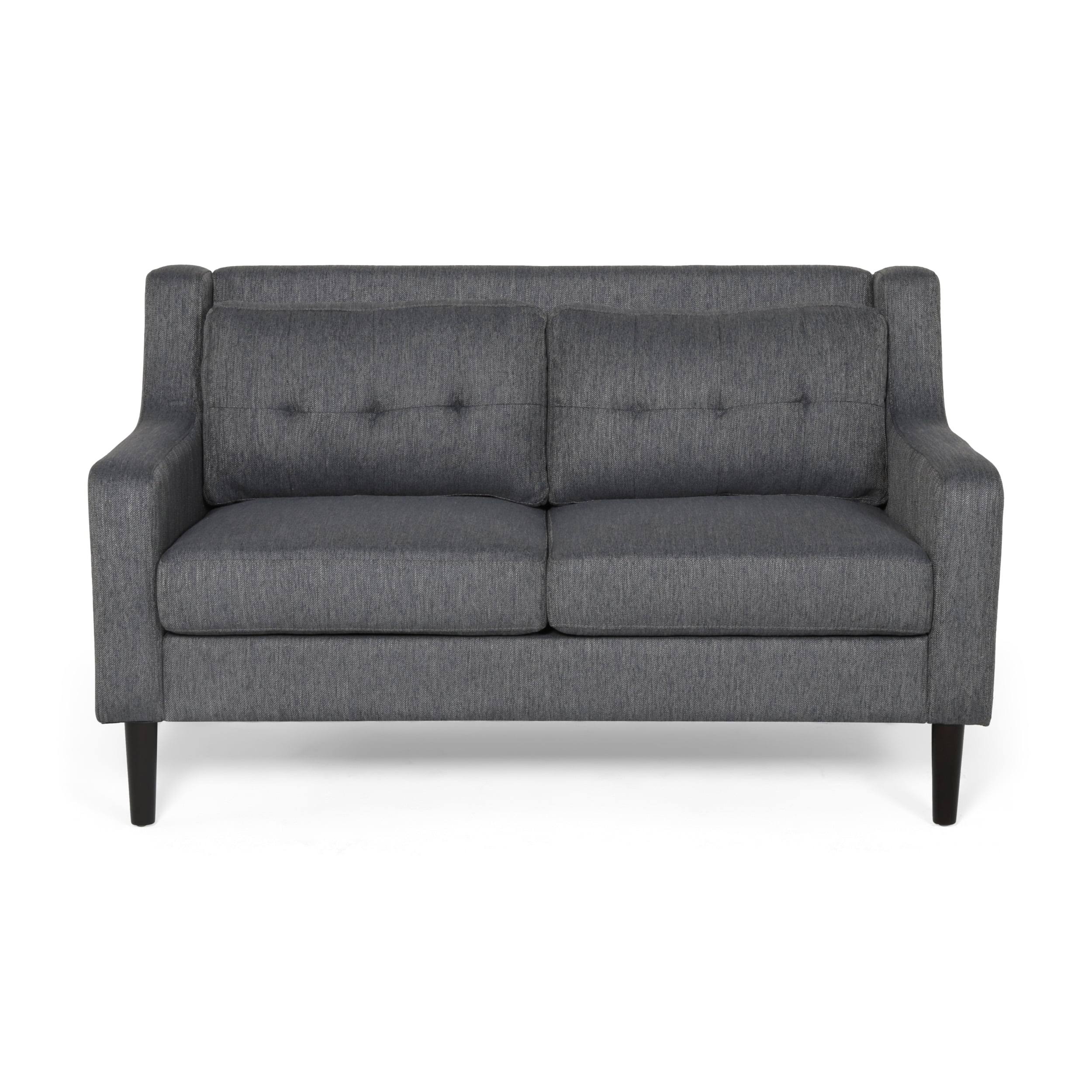 Kayden Indoor Contemporary Fabric Loveseat, Charcoal, Dark Brown