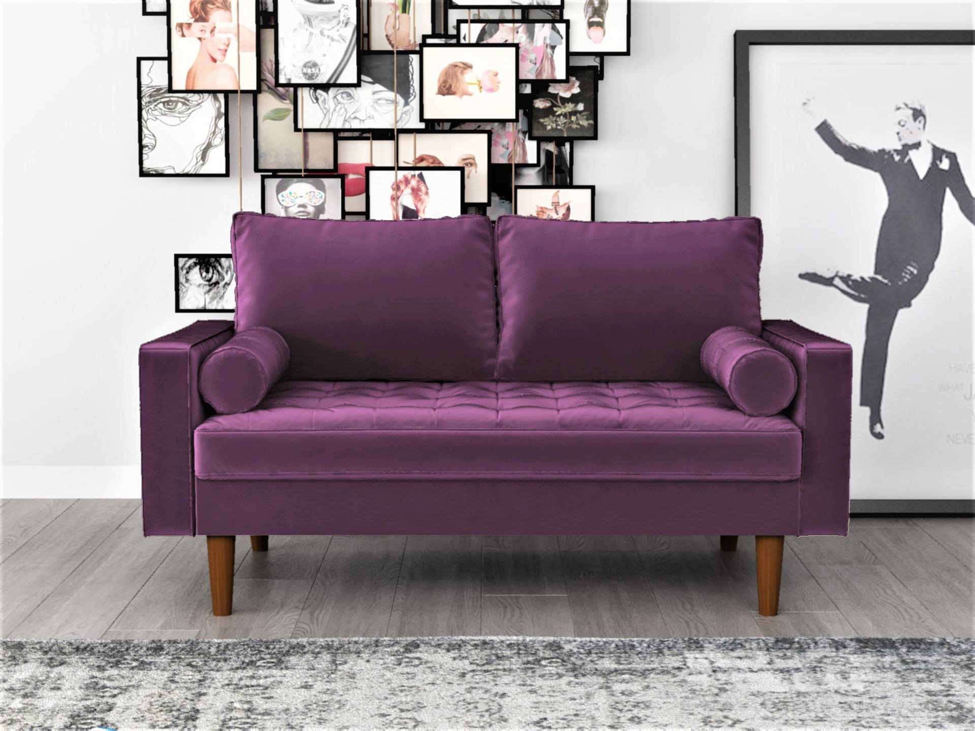 US Pride Furniture Mac Velvet Loveseat, Eggplant