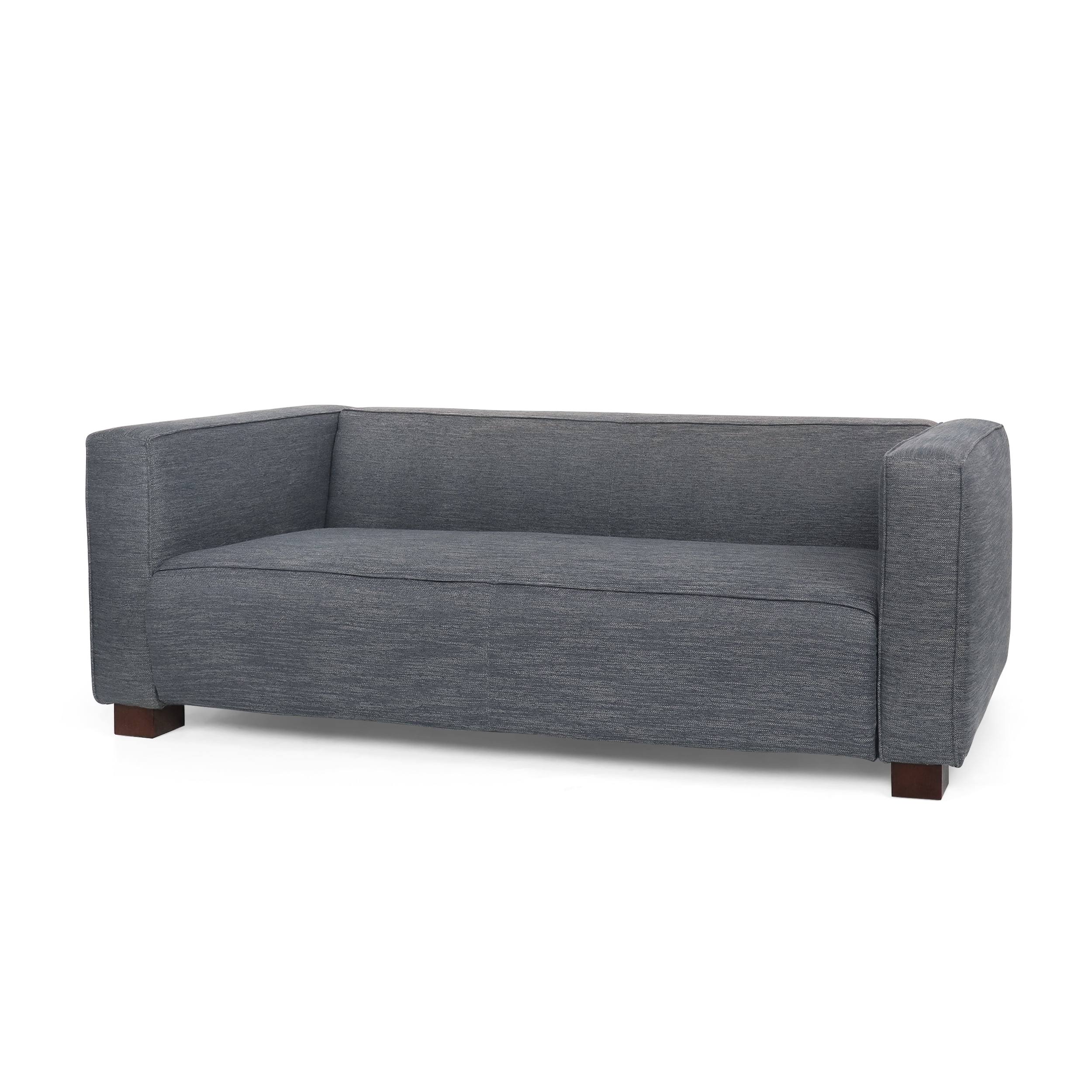 Bartram Indoor Fabric Upholstered Loveseat, Charcoal and Dark Walnut