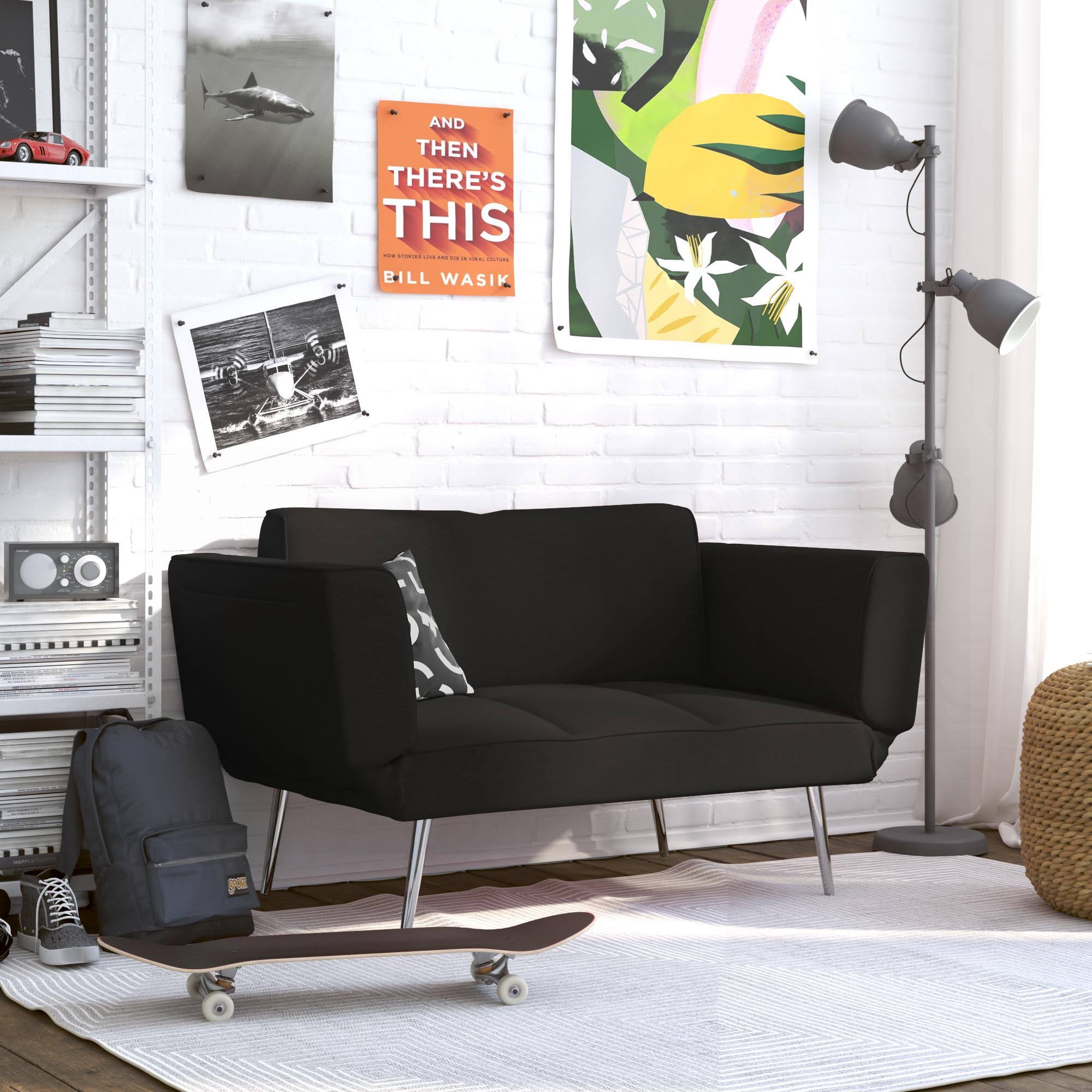 Euro Futon with Magazine Storage, Black