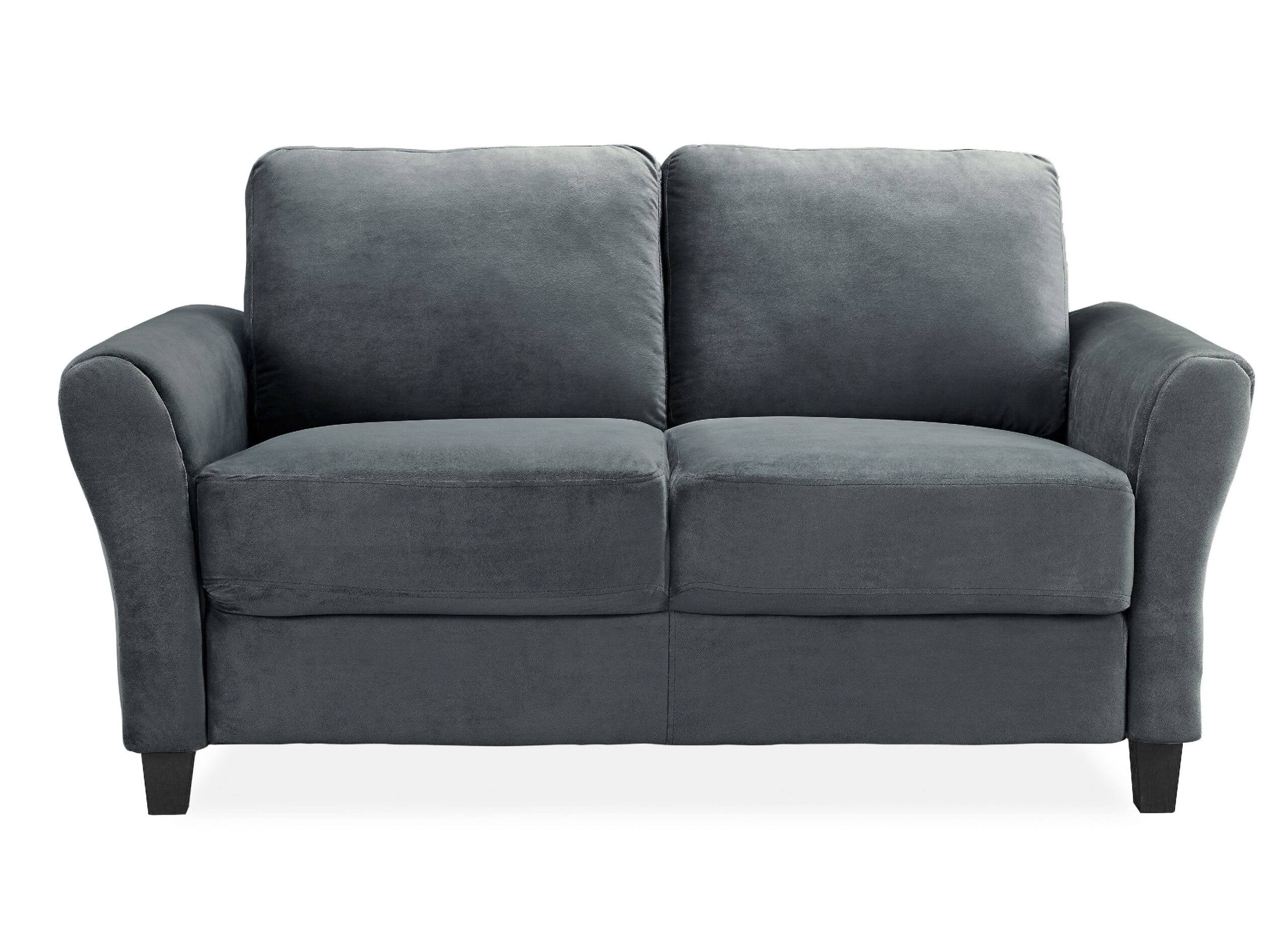 Solutions Alexa Loveseat with Rolled Arms, Gray Fabric