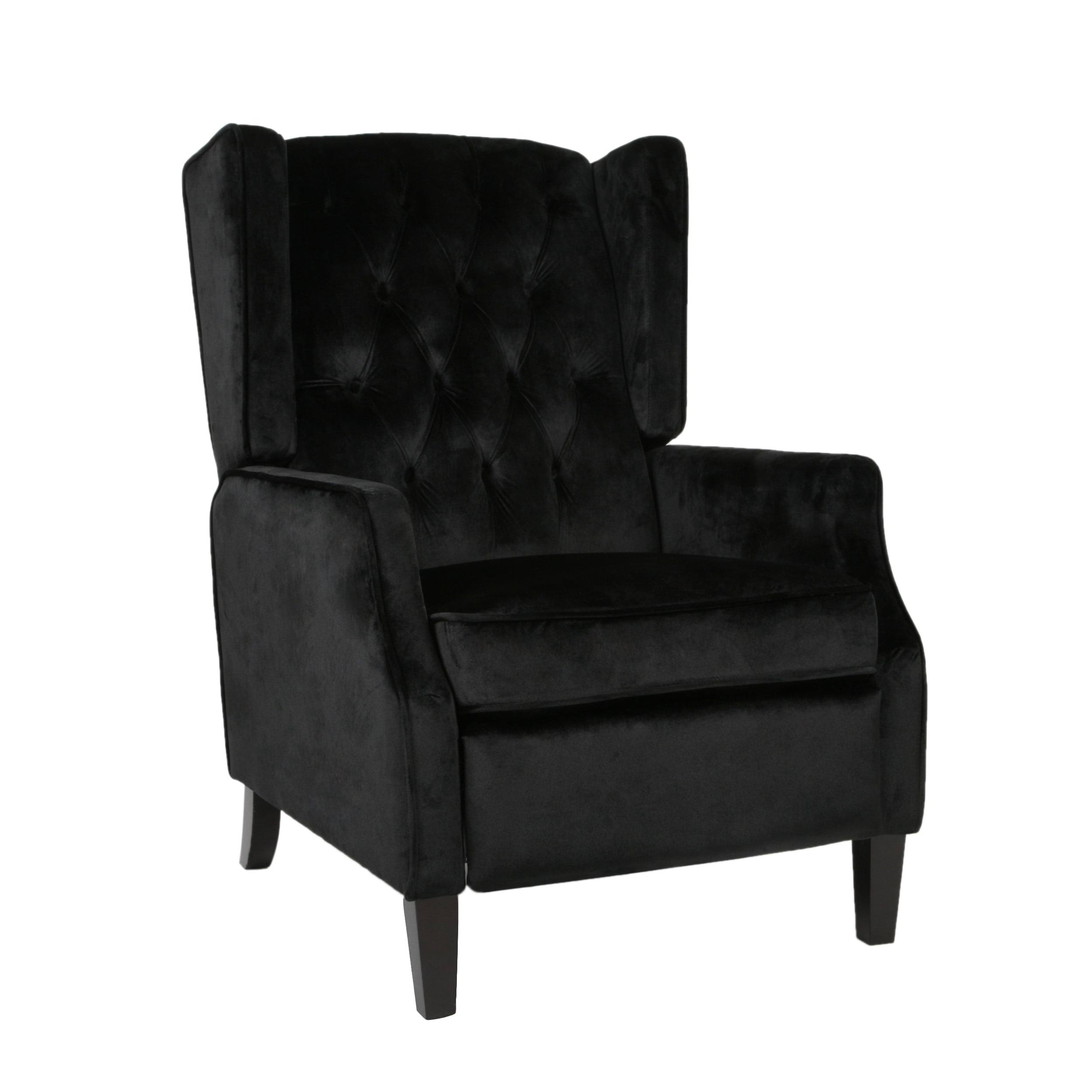 Zakyiah Standard Velvet Wingback Recliner, Black