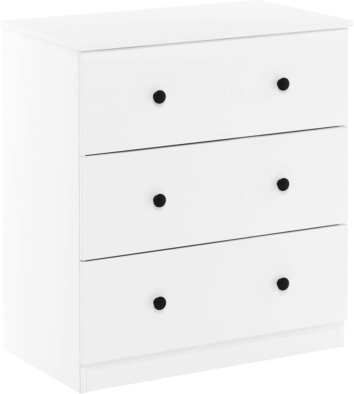 Tidur Simple Design Dresser, 3-Drawer Knob, Solid White