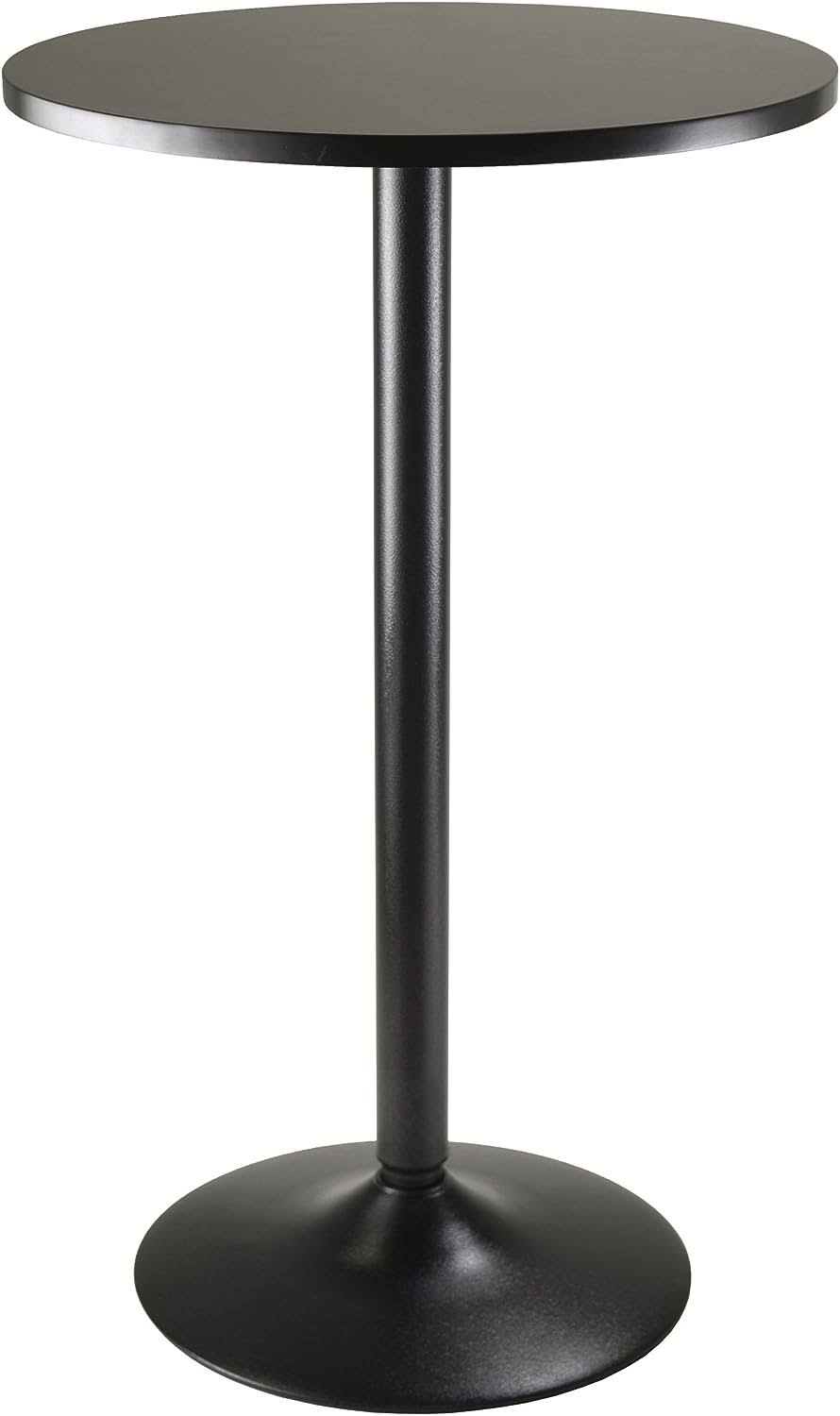 Obsidian Pub Table Round Black Mdf Top with Black Leg And Base   23.7-Inch Top, 39.76-Inch Height, Pack of 1