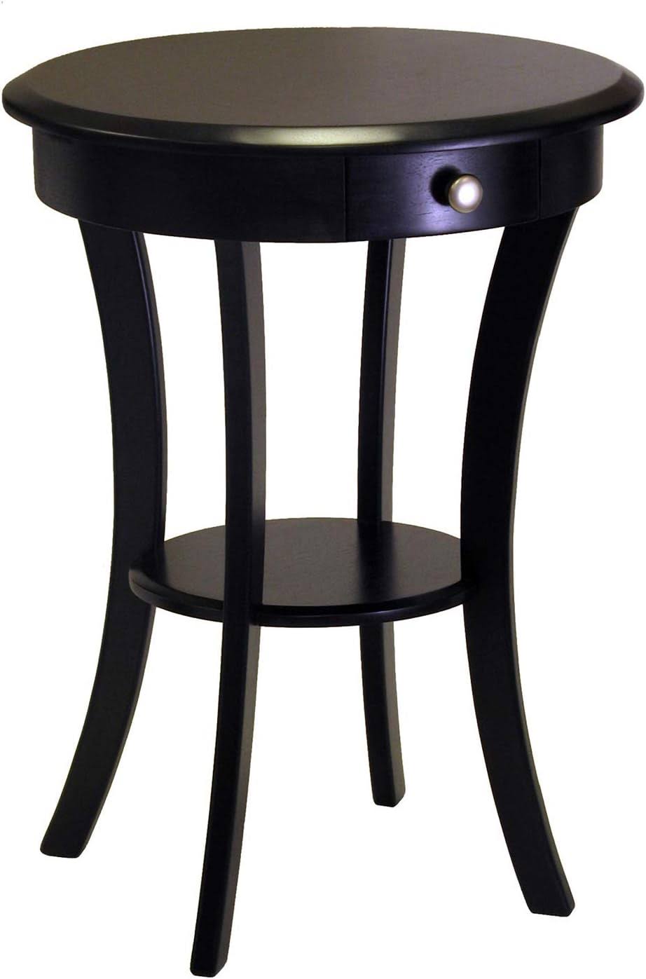 Wood Sasha Accent Table, Black, 20.00 x 20.00 x 27.00 Inches