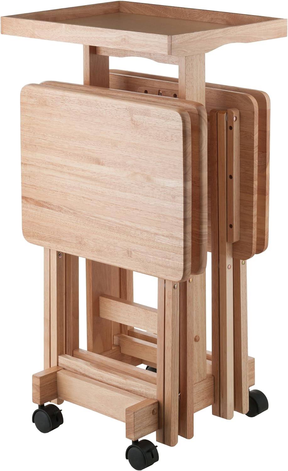 Isabelle 6 Piece Snack Table Set, Natural, 19.69 15.91 36.22