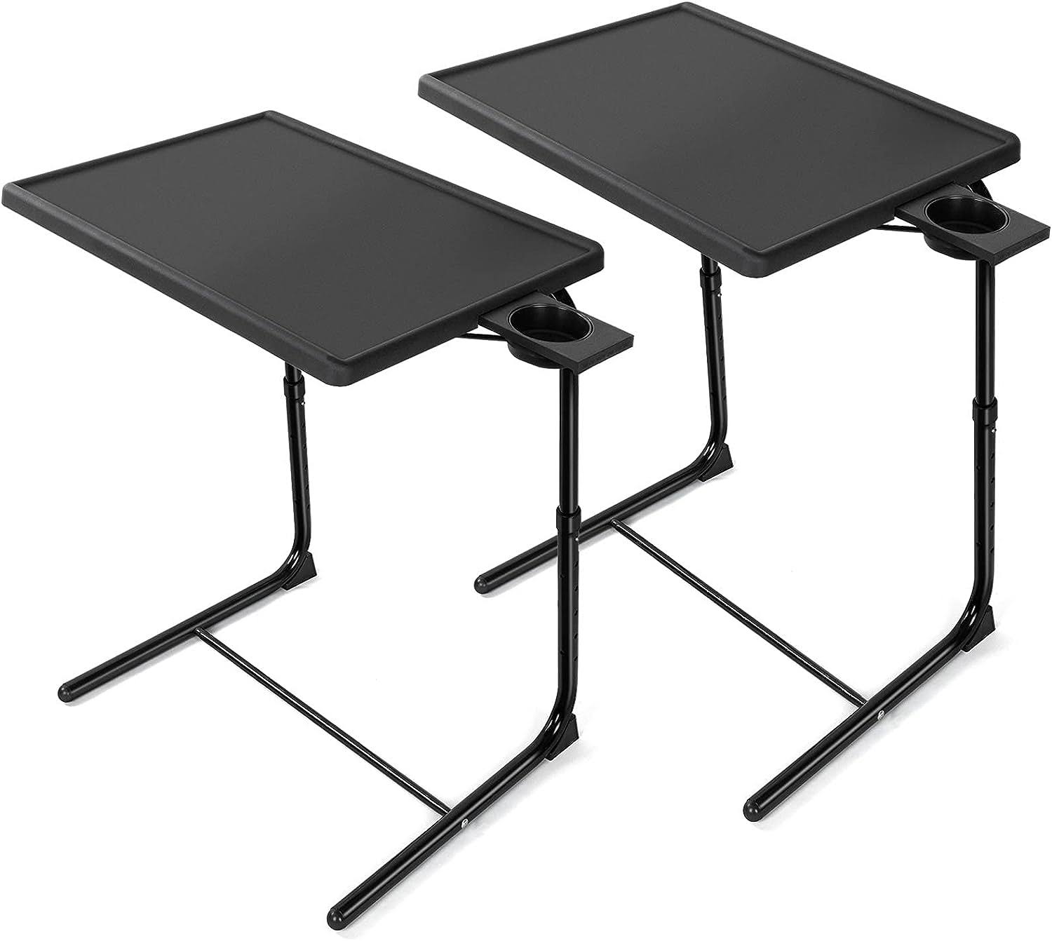 HUANUO Adjustable TV Trays   TV Tray Tables on Bed   Sofa, Adjustable Laptop Table as TV Food Tray, Work Tray with 6 Heights   3 Tilt Angles Adjustable (2 Pack)