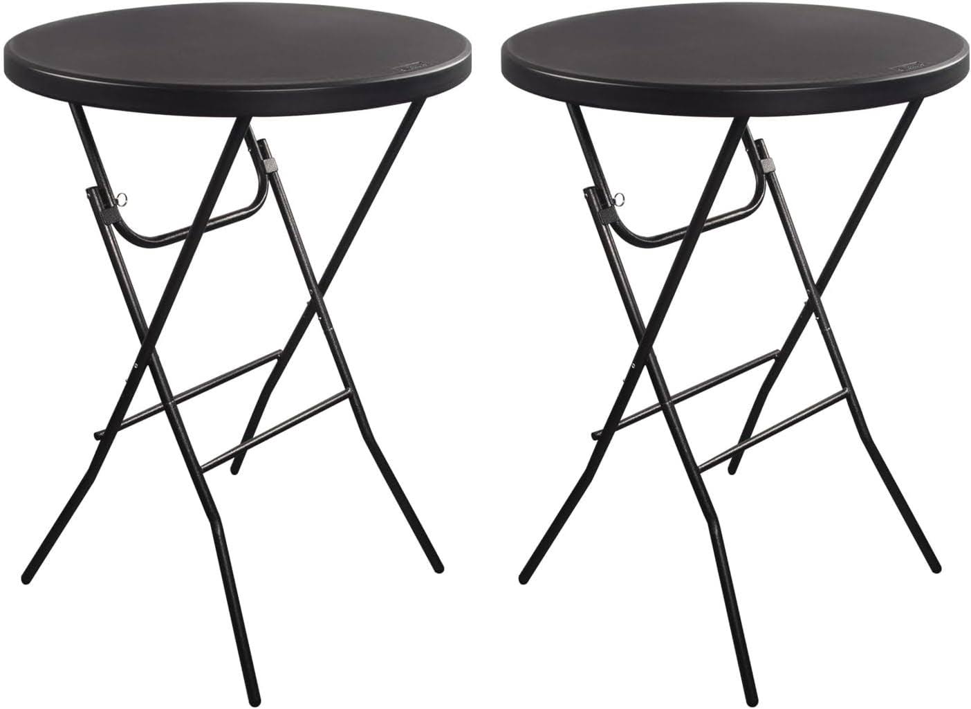 Byliable 32in Cocktail Table High Top Folding Table, Portable Bar Height Folding Table Round with Removable Legs, Indoor Outdoor Banquet Table for Parties, Commercial, Speech, Black   2PCS