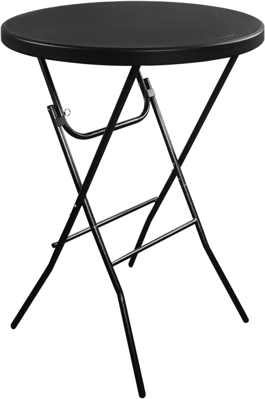 Byliable 32in Cocktail Table High Top Folding Table, Portable Bar Height Folding Table Round with Removable Legs, Indoor Outdoor Banquet Table for Parties, Commercial, Speech- Granite Black