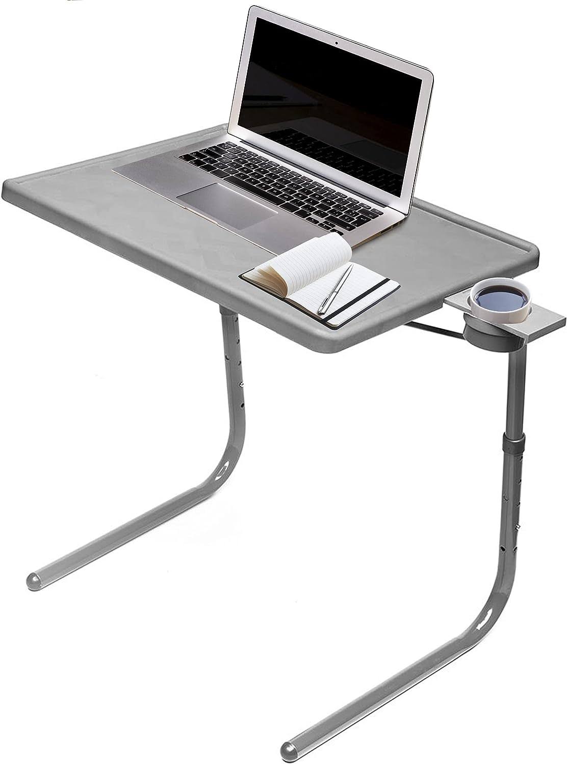 Table Mate II TV Tray Table   Folding TV Dinner Table, Couch Table Trays for Eating Snack Food, Stowaway Laptop Stand, Portable Bed Dinner Tray   Adjustable TV Table with 3 Angles, Cup Holder, Silver