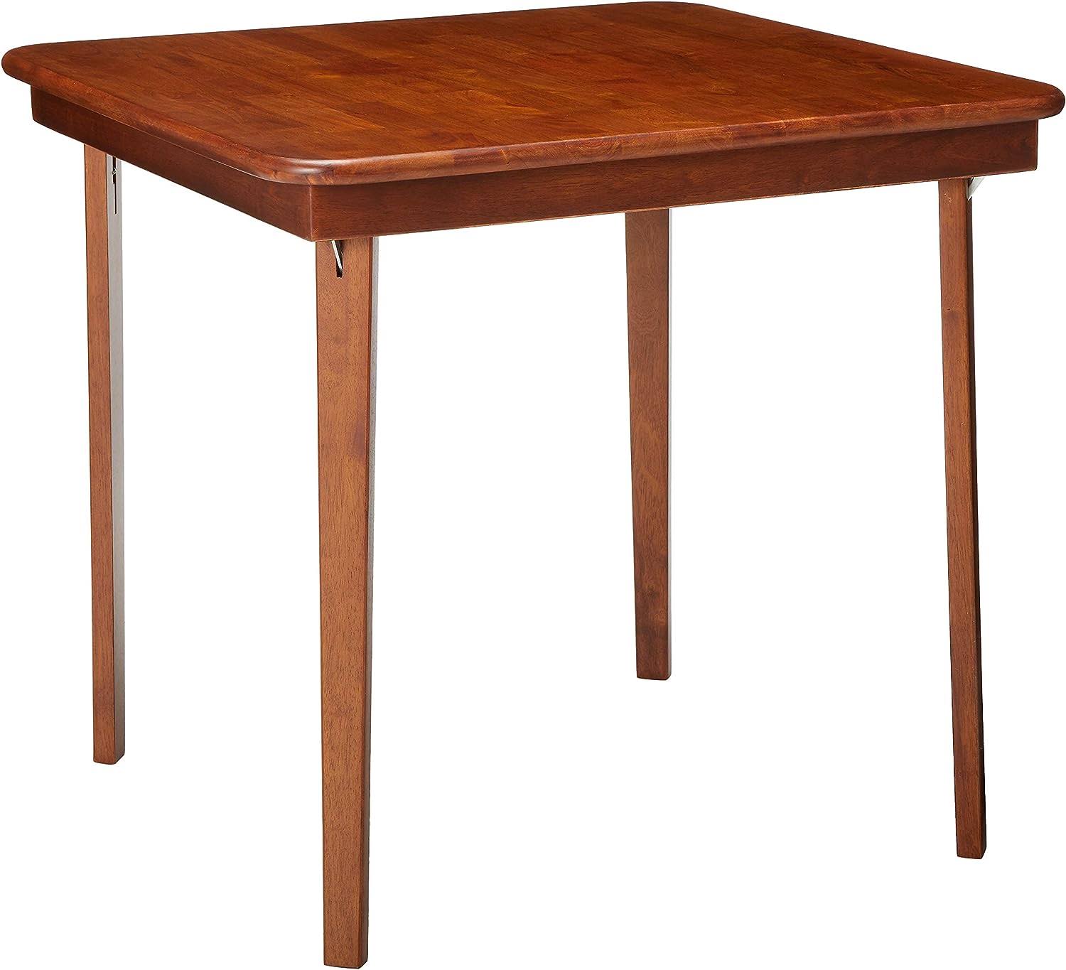 STAKMORE Straight Edge 32  Square Folding Card Table, Cherry Finish