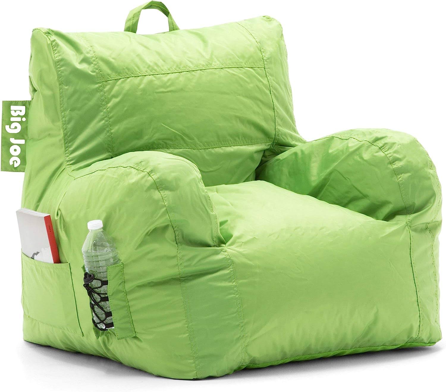 Dorm Bean Bag Chair with Drink Holder and Pocket, Spicy Lime Smartmax, Durable Polyester Nylon Blend, 3 feet