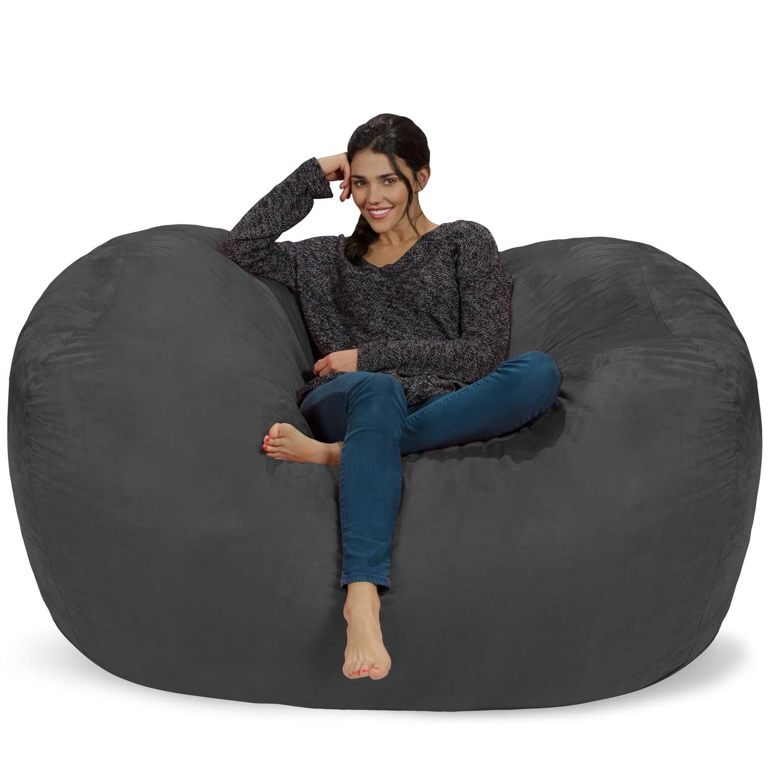 Bean Bag Chair, Memory Foam Lounger with Microsuede Cover, Kids, Adults, 6 ft, Charcoal
