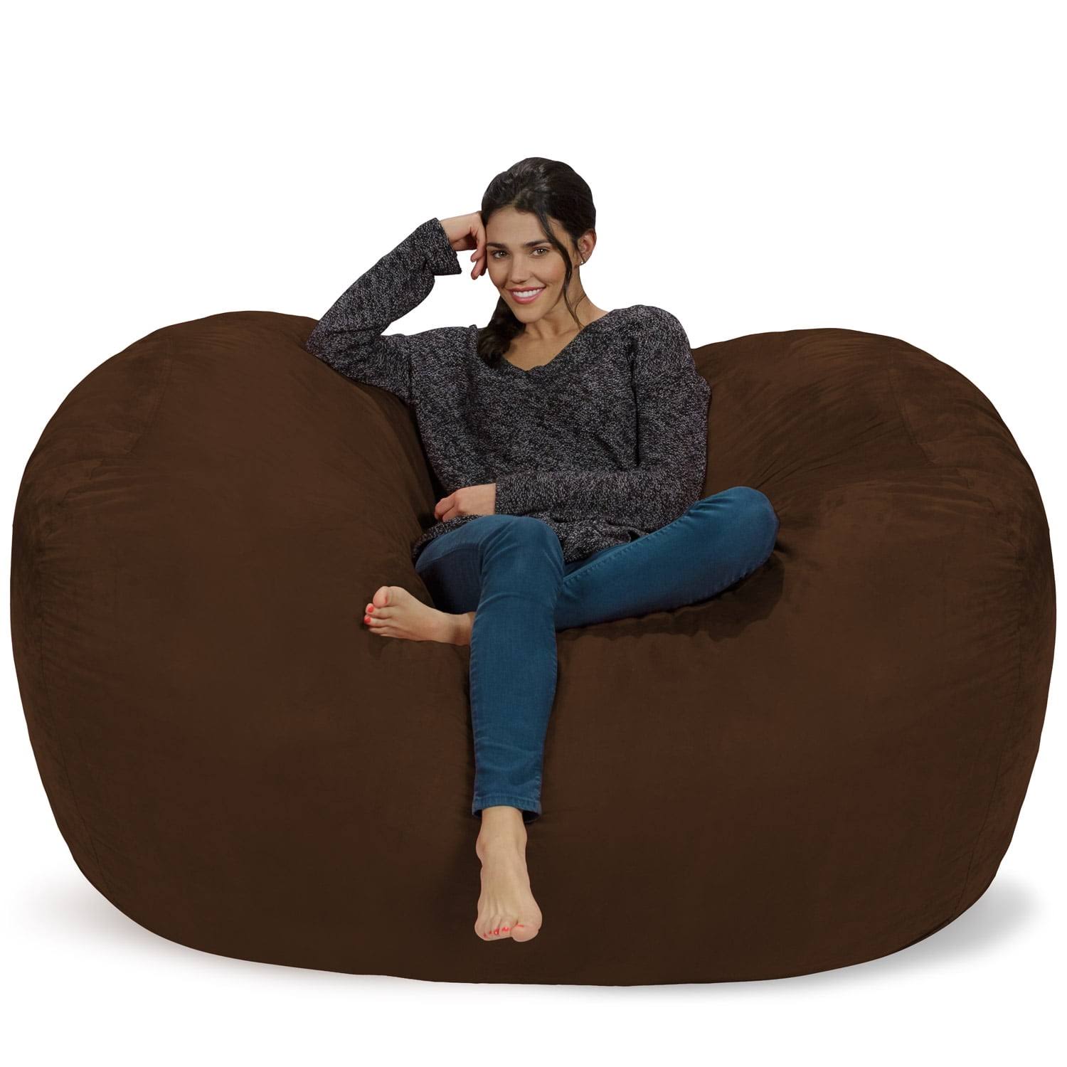 Bean Bag Chair, Memory Foam Lounger with Microsuede Cover, Kids, Adults, 6 ft, Chocolate