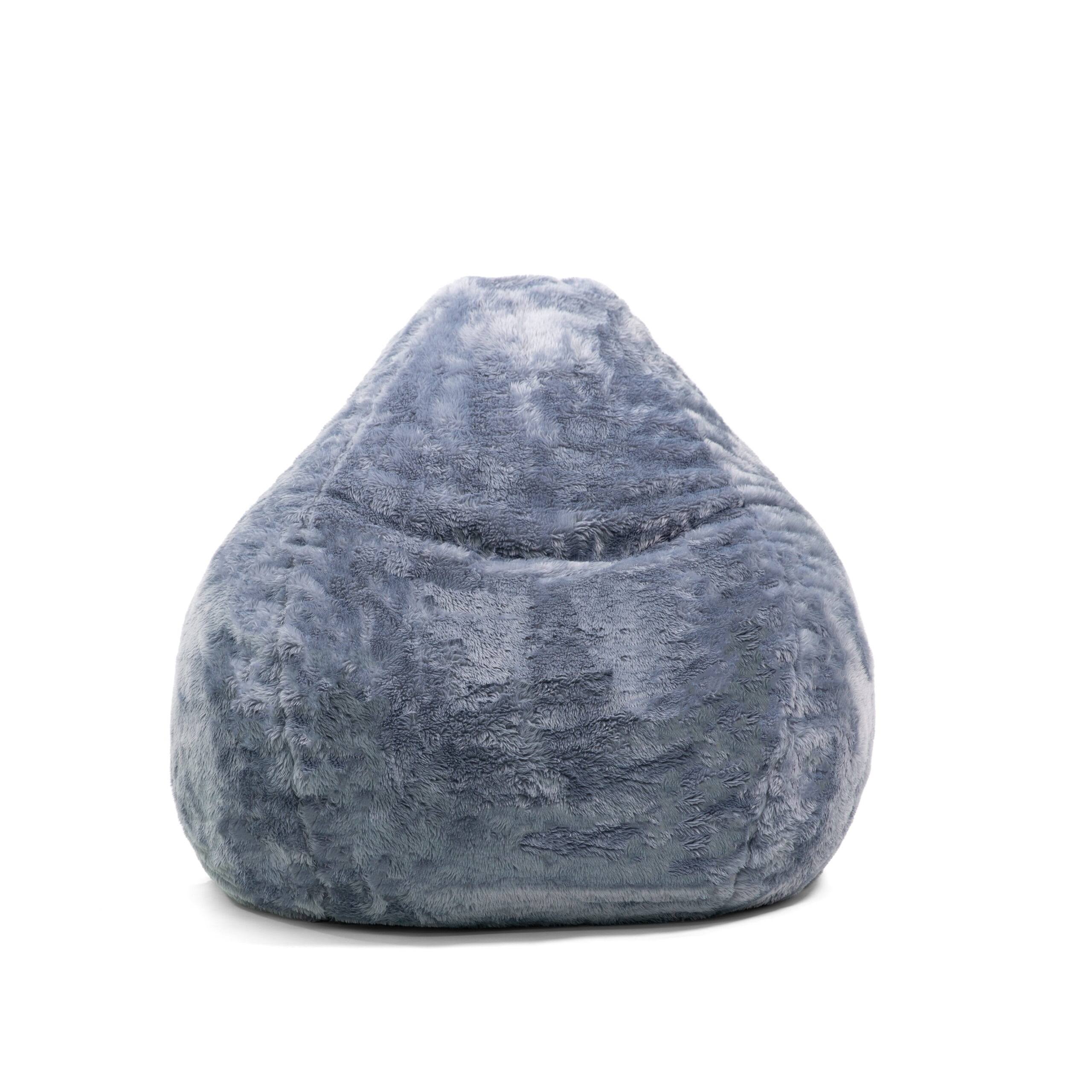 Lotus Foam Bean Bag Chair, Short Shag 4ft, Stone