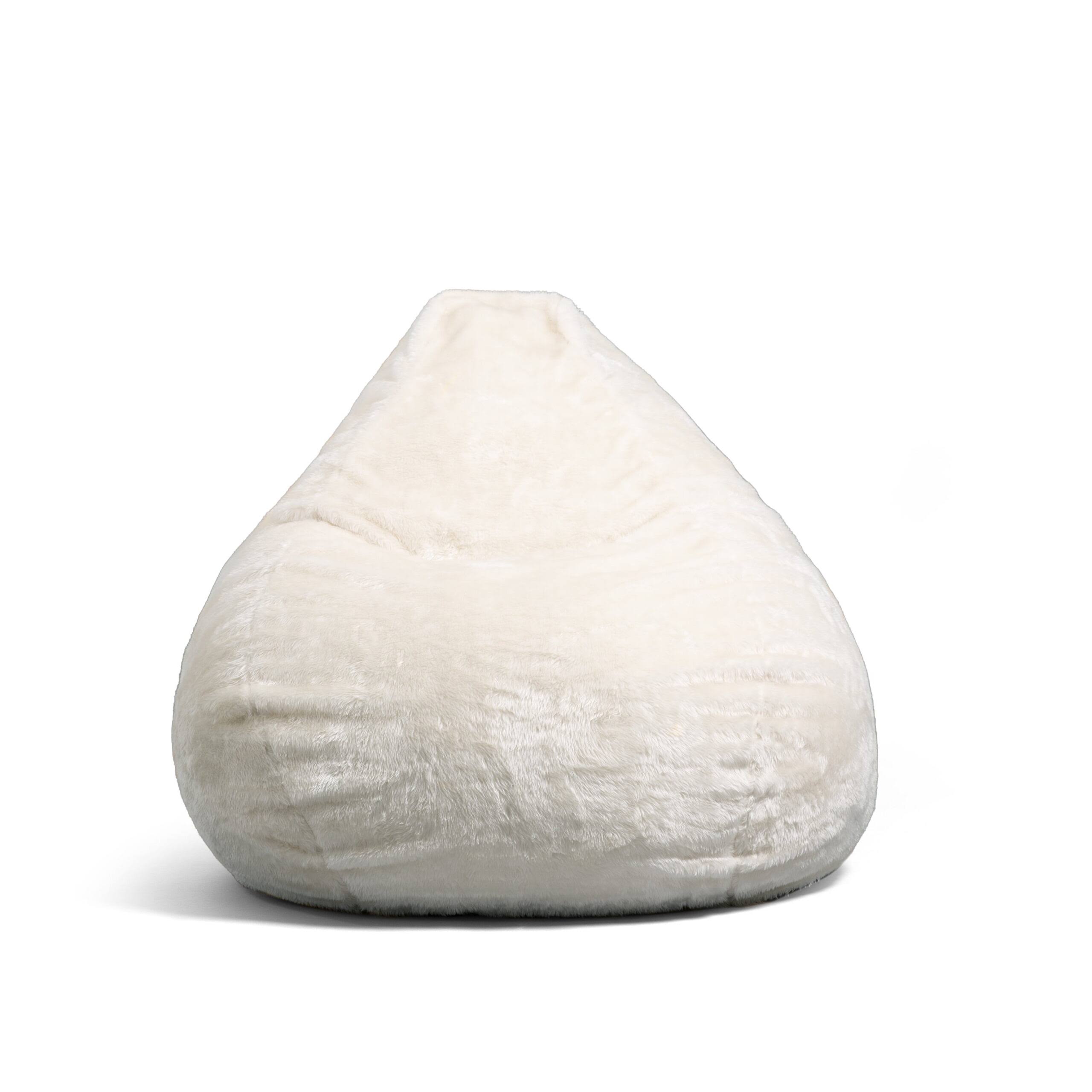 Lotus Foam Bean Bag Chair, Short Shag 4ft, Ivory