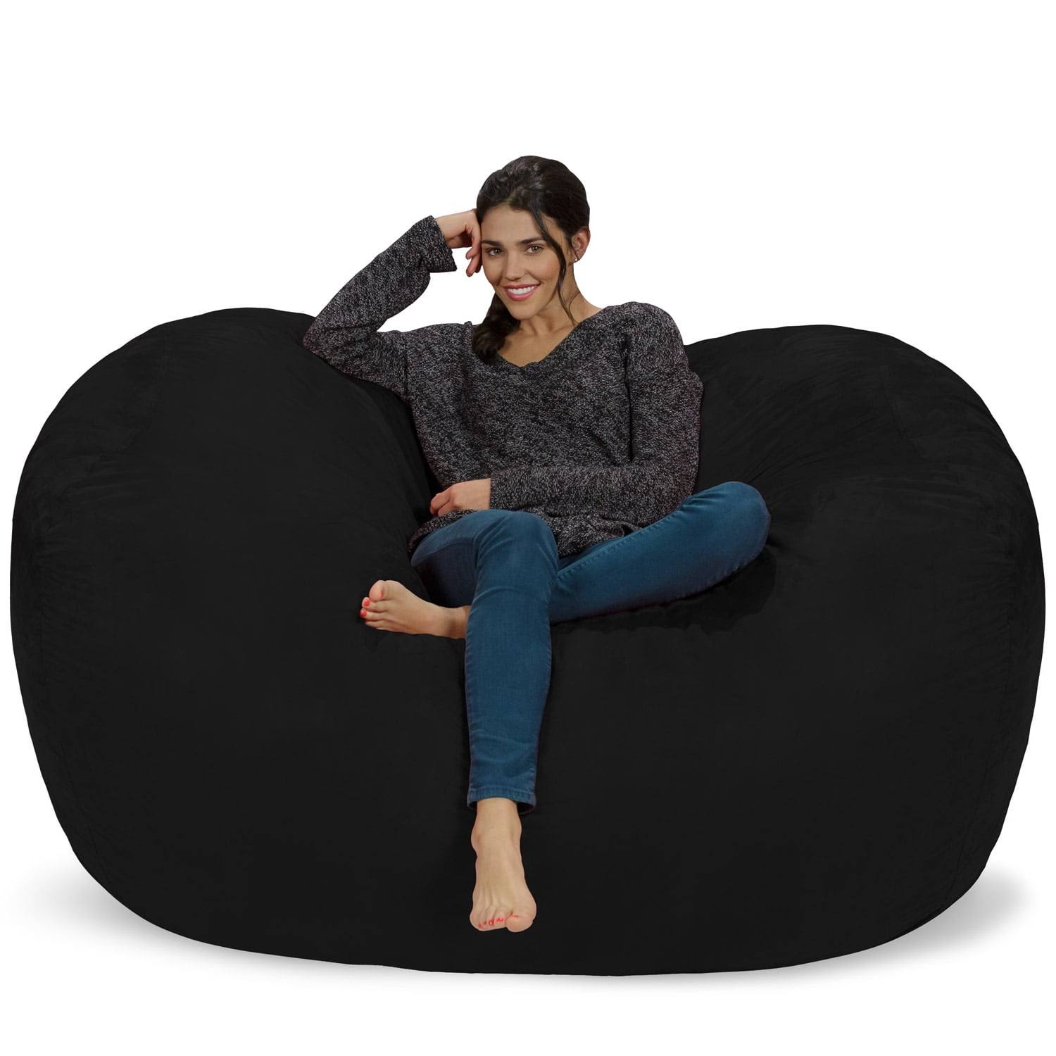 Bean Bag Chair, Memory Foam Lounger with Microsuede Cover, Kids, Adults, 6 ft, Black